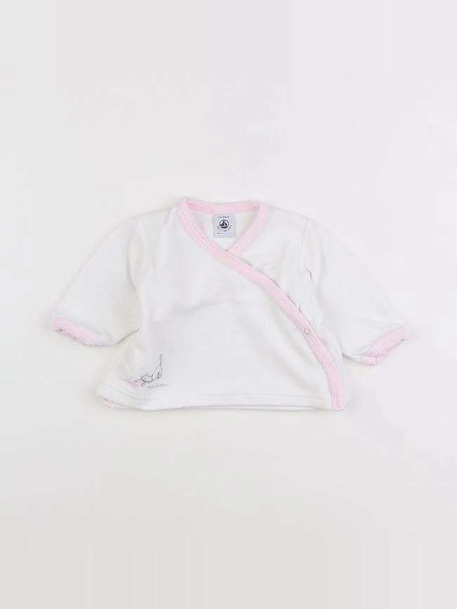 Petit Bateau - sweat blanc, rose - 3 mois