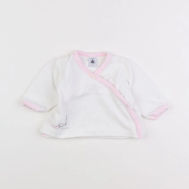 Petit Bateau - sweat blanc, rose - 3 mois