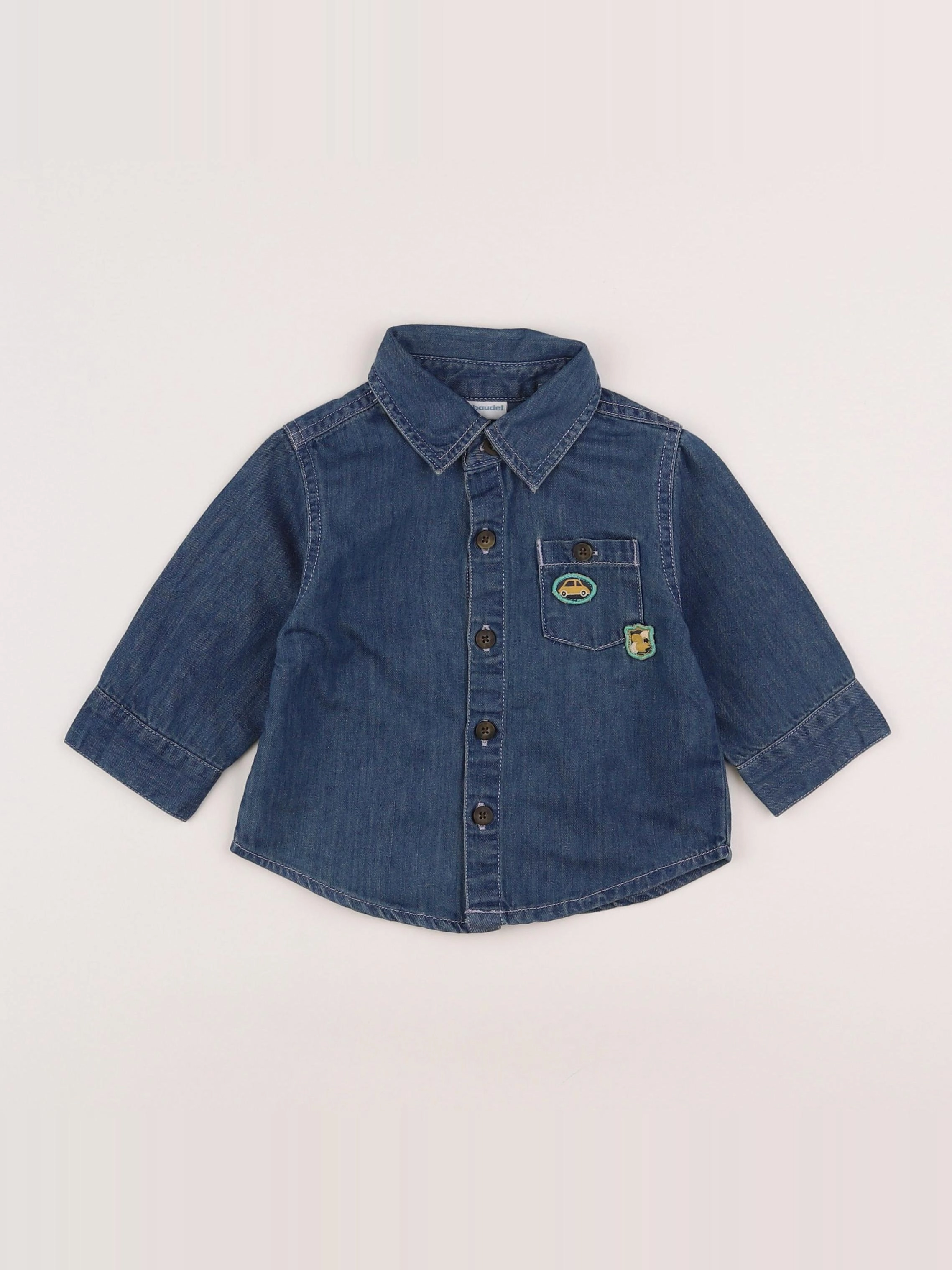 Vertbaudet - chemise bleu - 9 mois