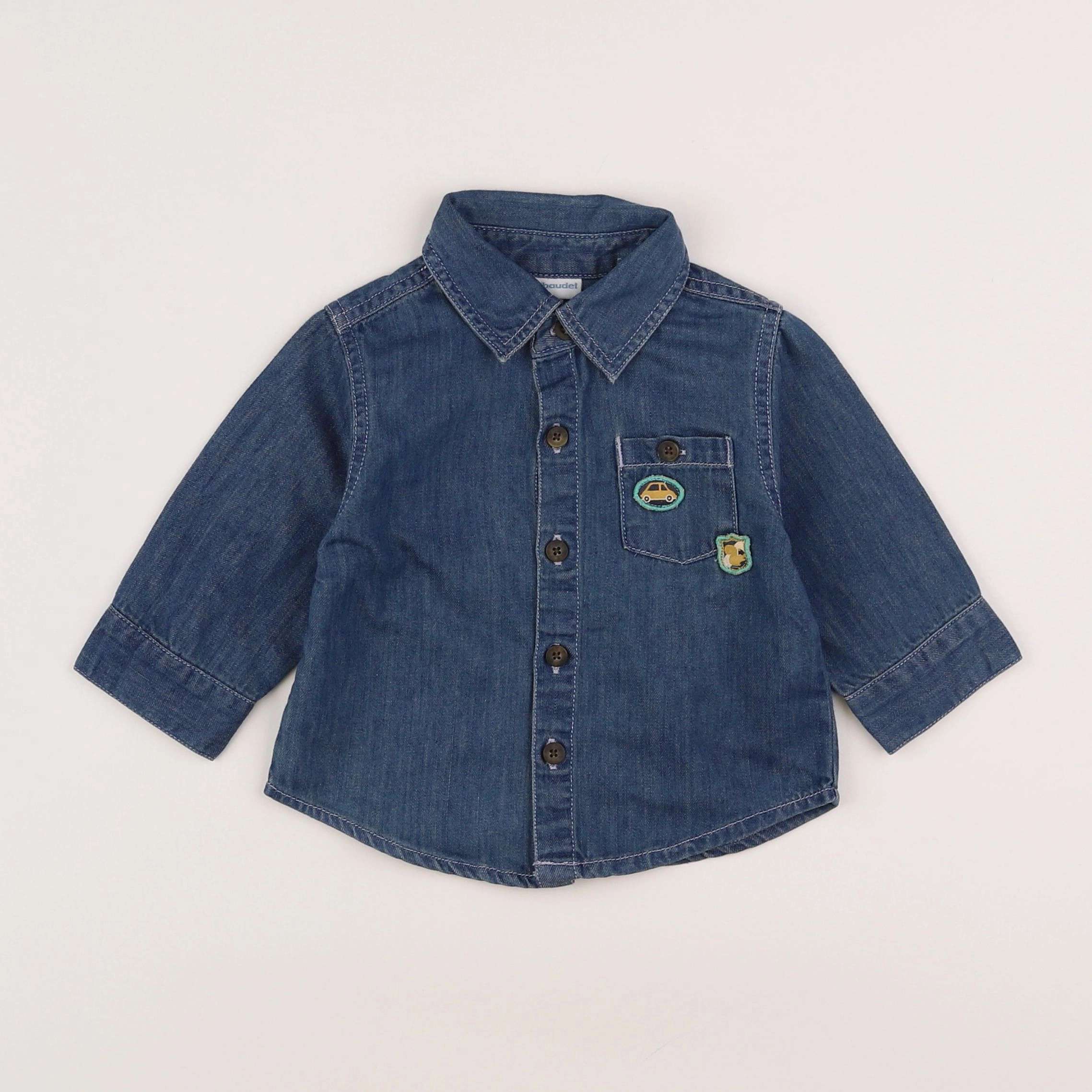 Vertbaudet - chemise bleu - 9 mois