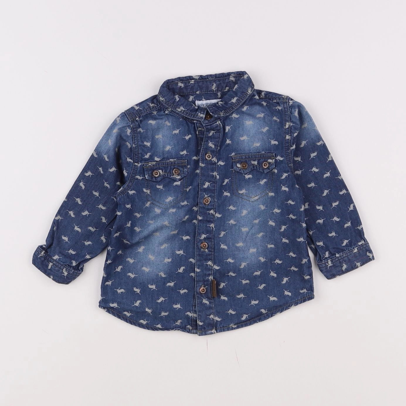 Vertbaudet - chemise bleu - 12 mois