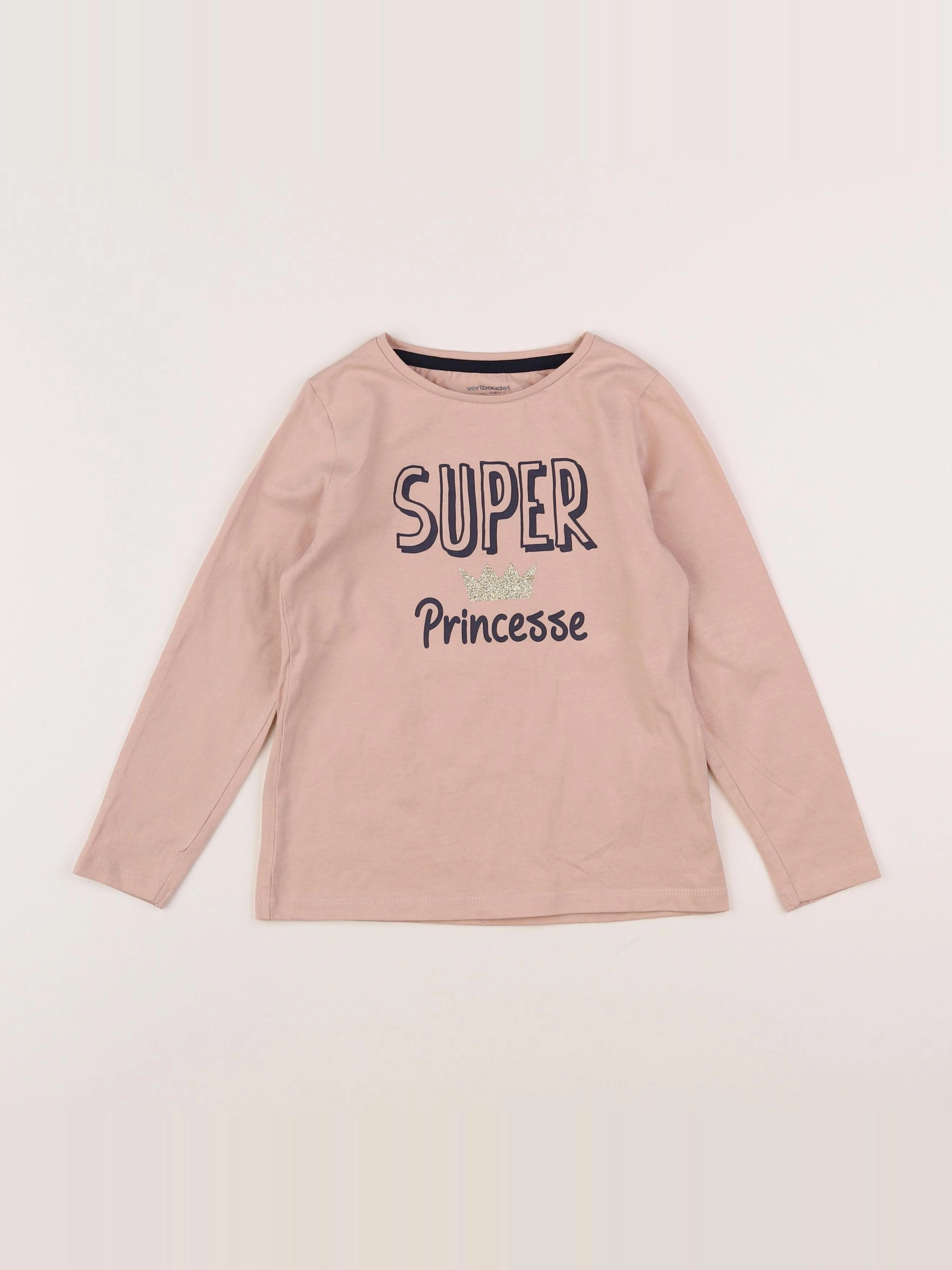 Vertbaudet - tee-shirt or, rose - 6 ans
