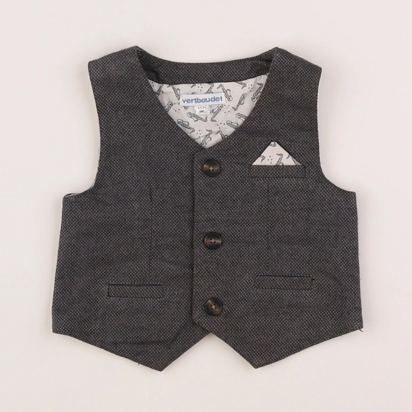 Vertbaudet - gilet gris - 6 mois
