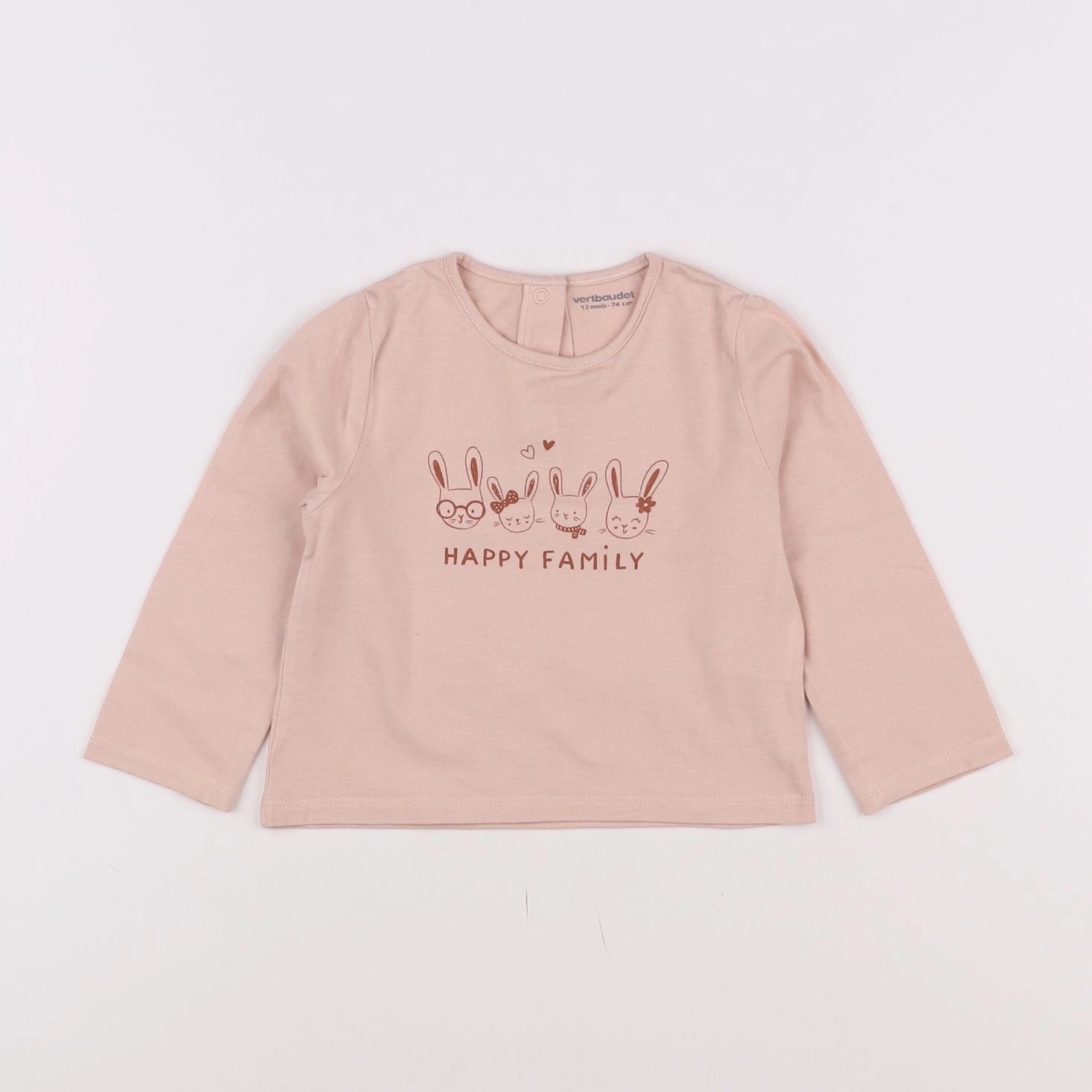 Vertbaudet - tee-shirt rose - 12 mois