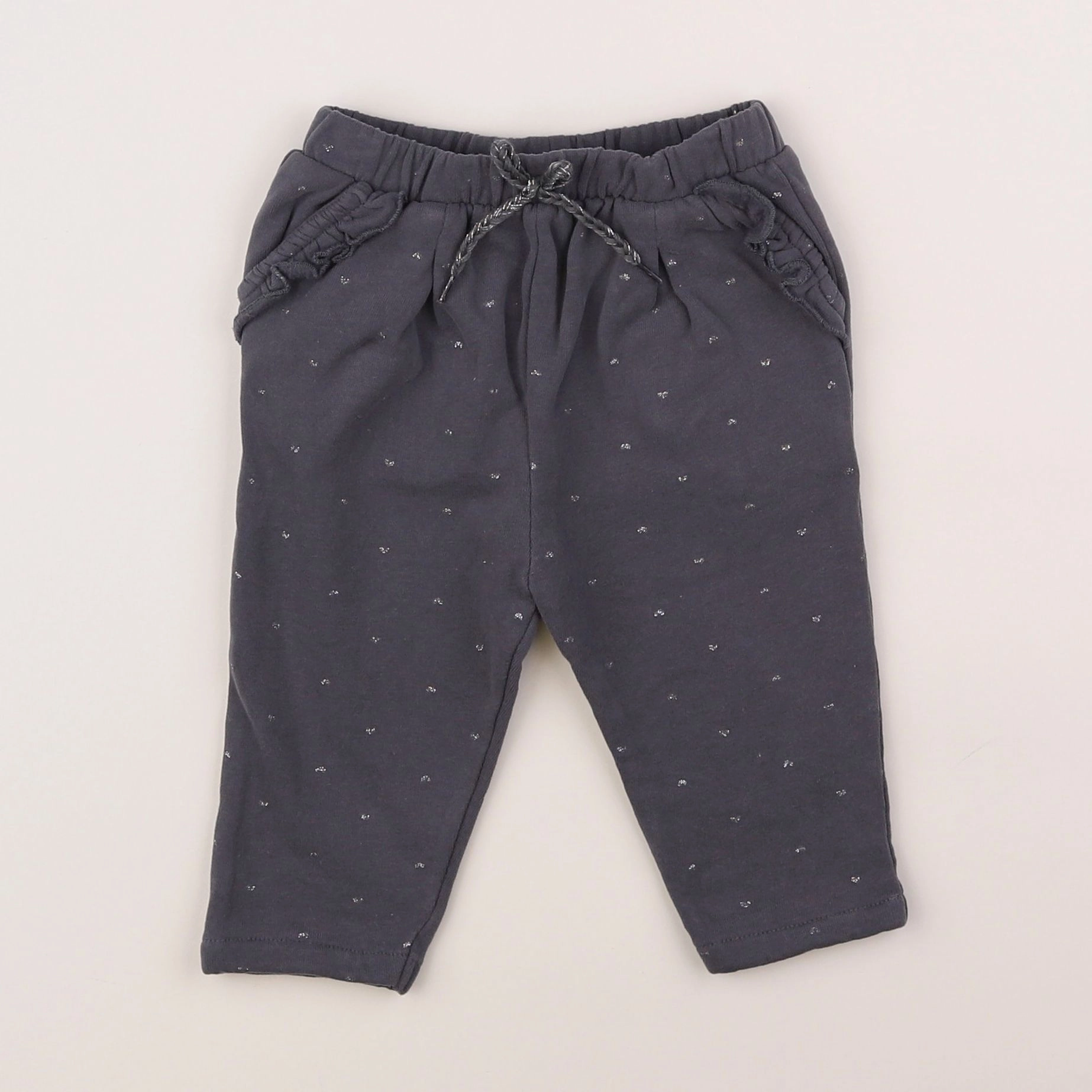 Vertbaudet - jogging gris, argent - 9 mois