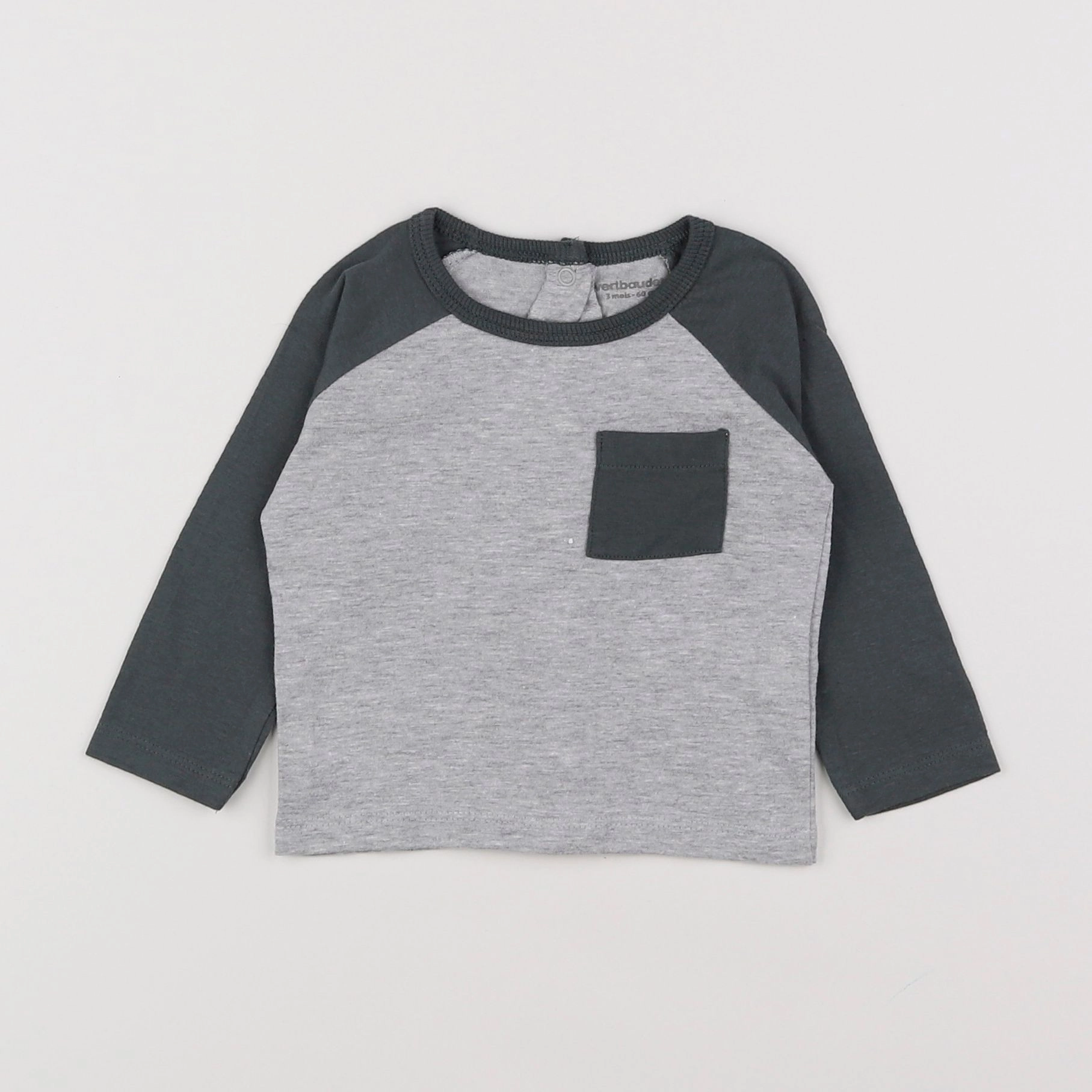 Vertbaudet - tee-shirt vert, gris - 3 mois