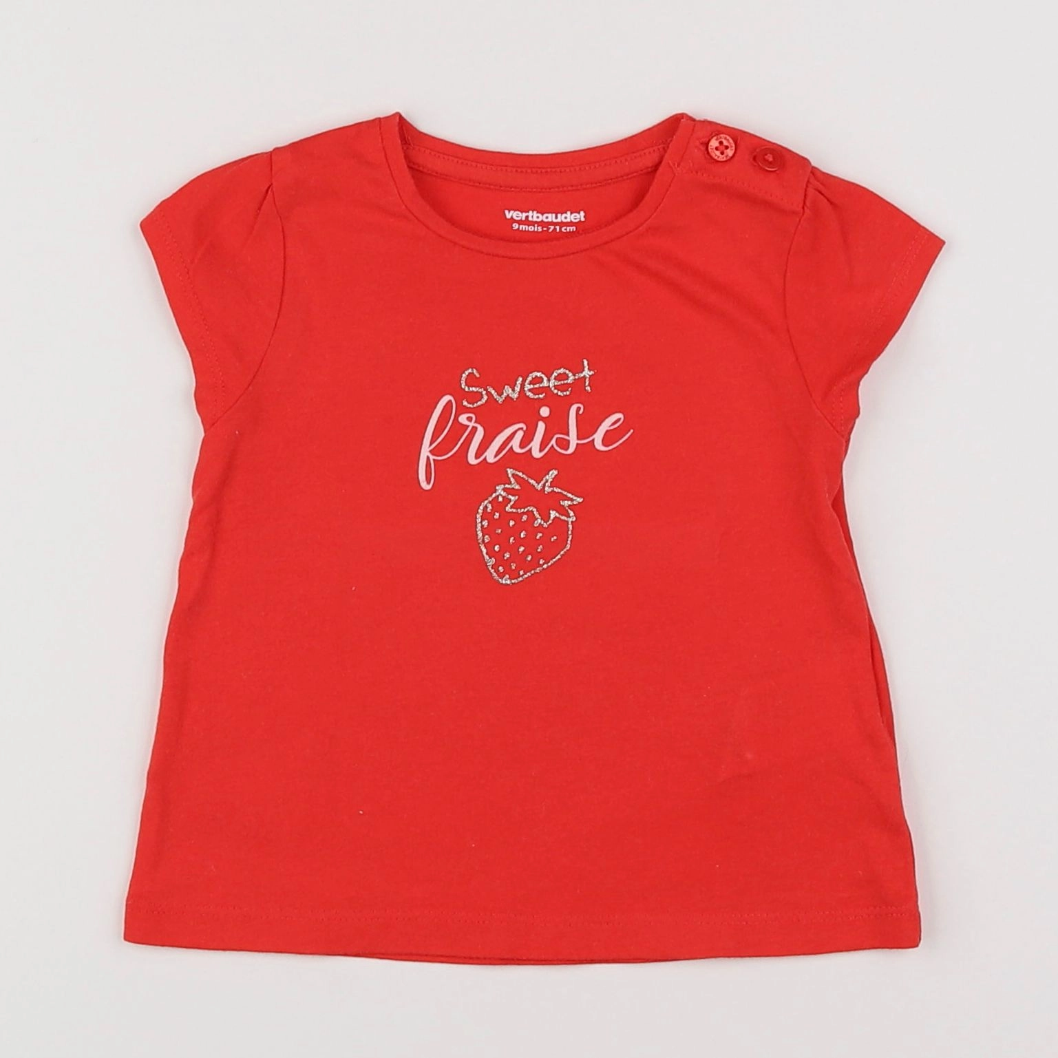 Vertbaudet - tee-shirt rouge - 9 mois