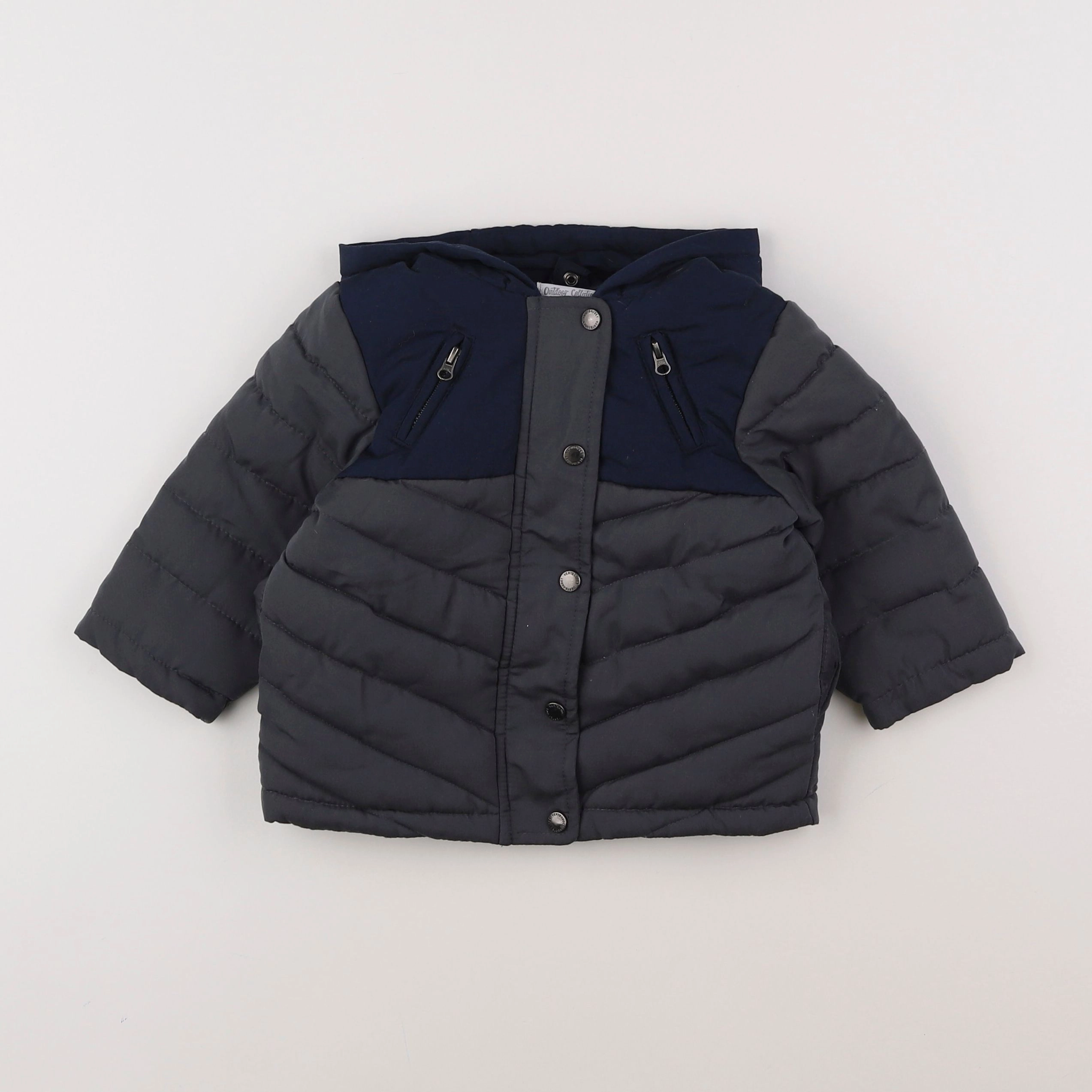 Vertbaudet - doudoune bleu, gris - 12 mois