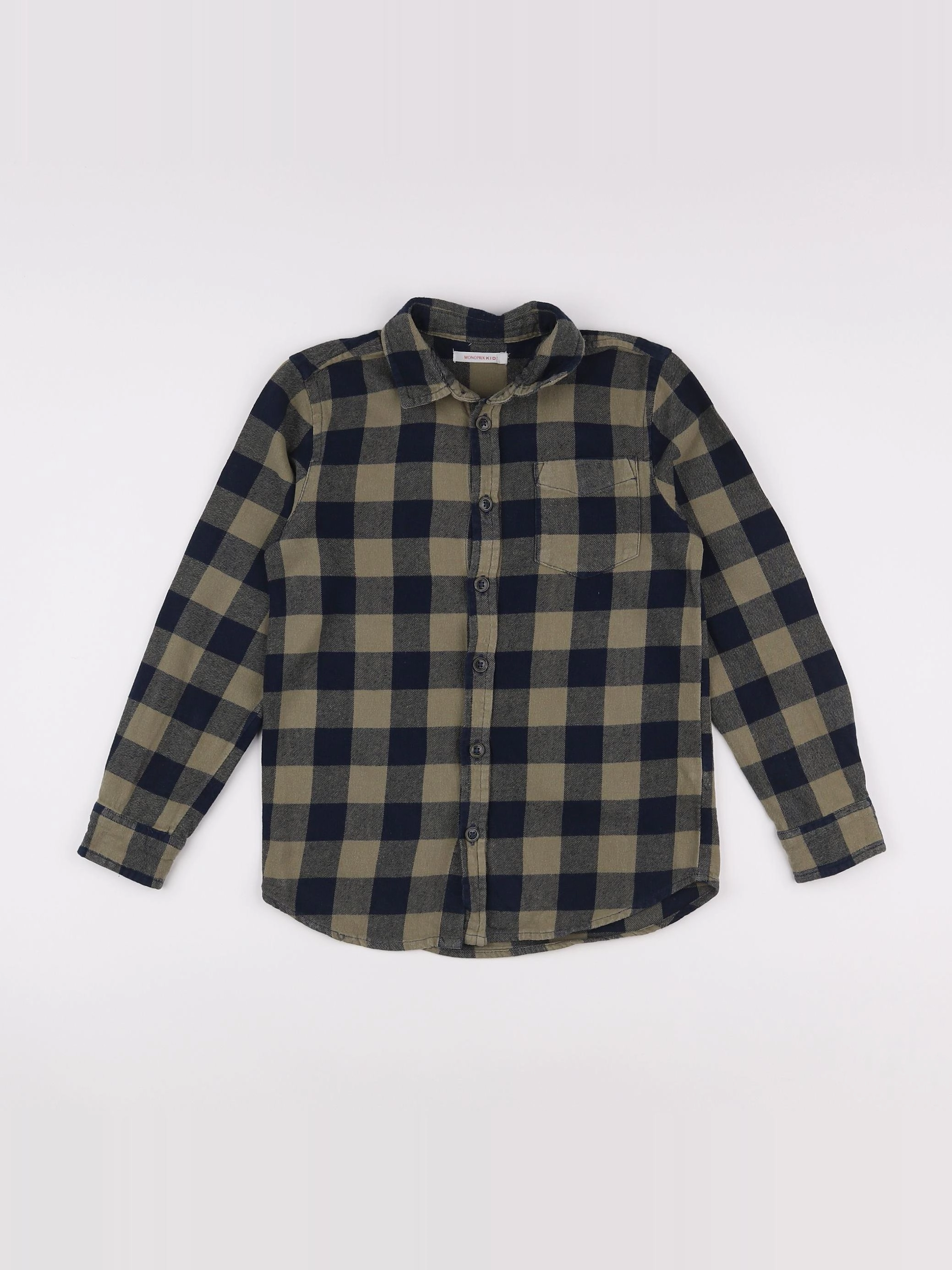 Monoprix - chemise bleu, vert - 8 ans
