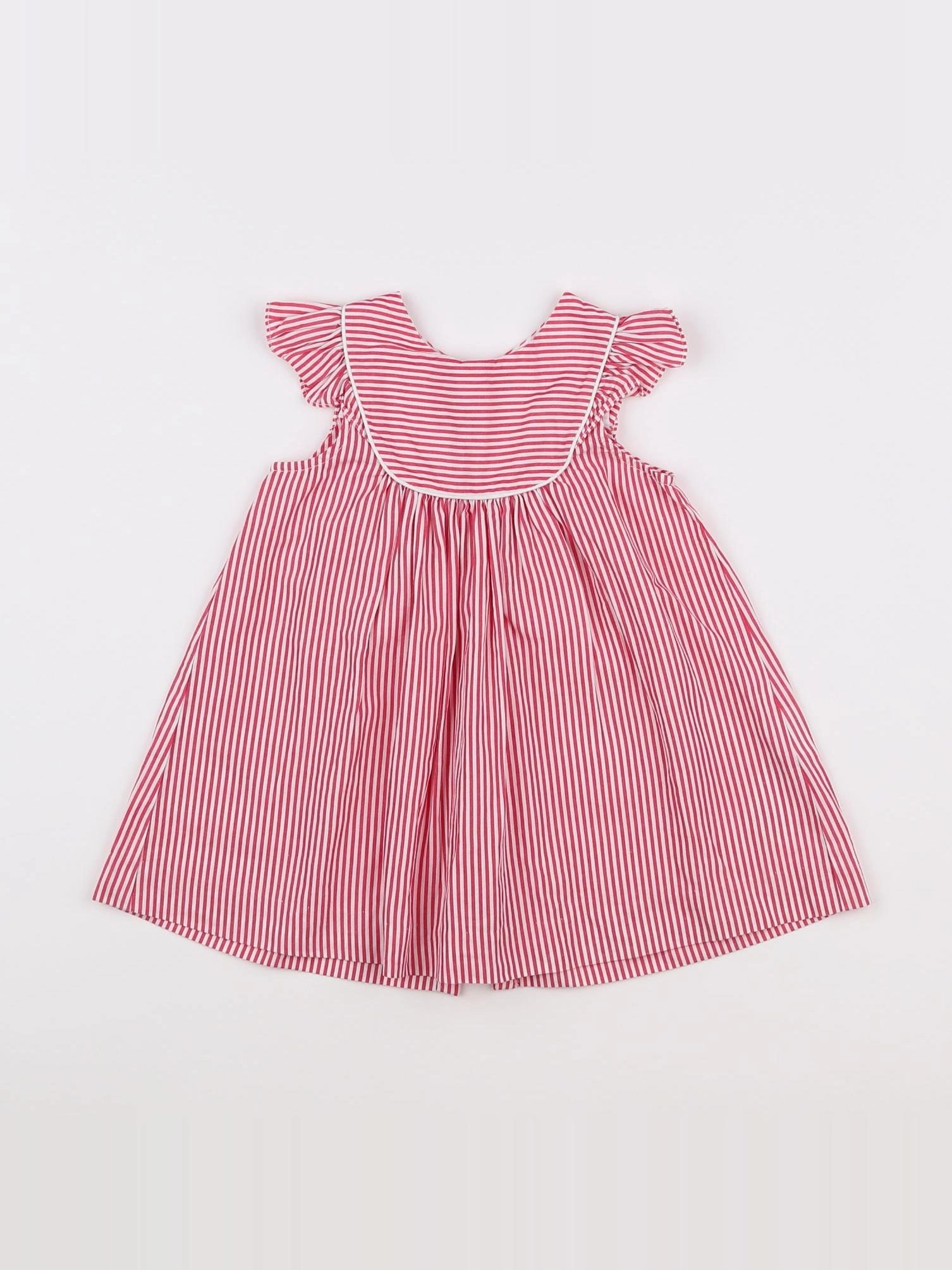 Jacadi - robe rose, blanc - 12 mois
