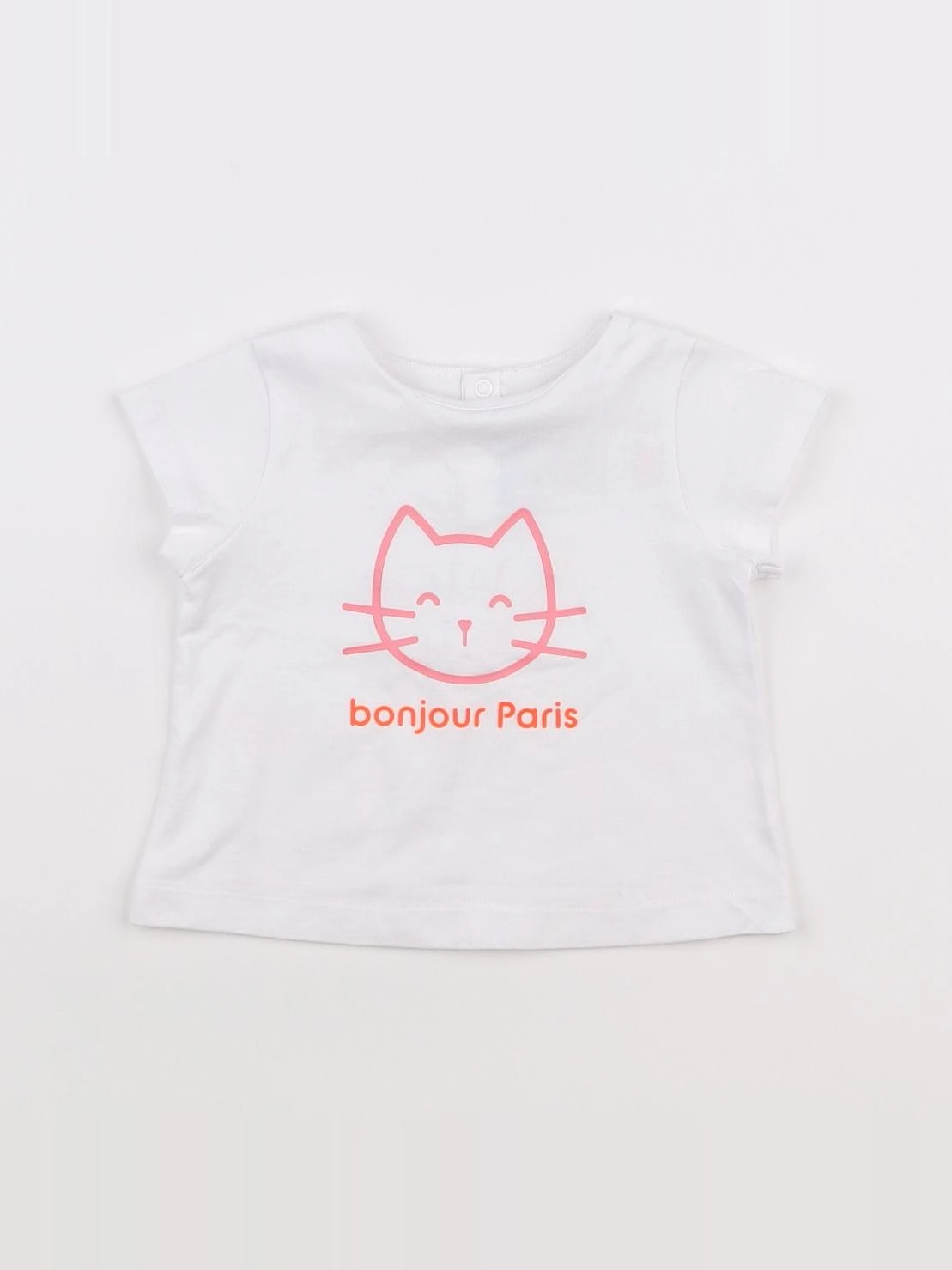 Jacadi - tee-shirt blanc, rose - 12 mois