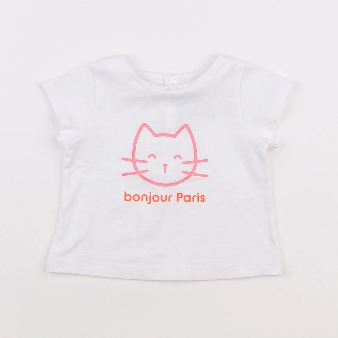 Jacadi - tee-shirt blanc, rose - 12 mois