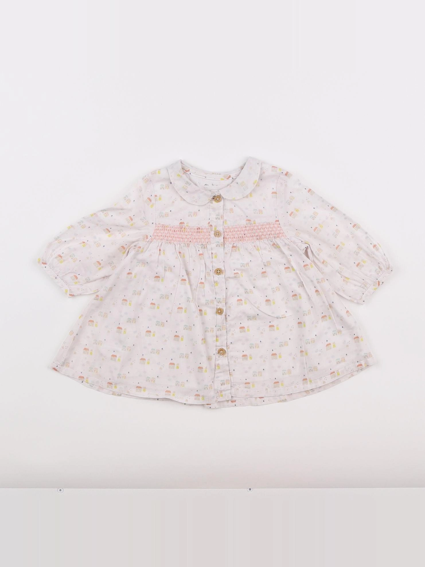 Vertbaudet - robe blanc, rose - 3 mois