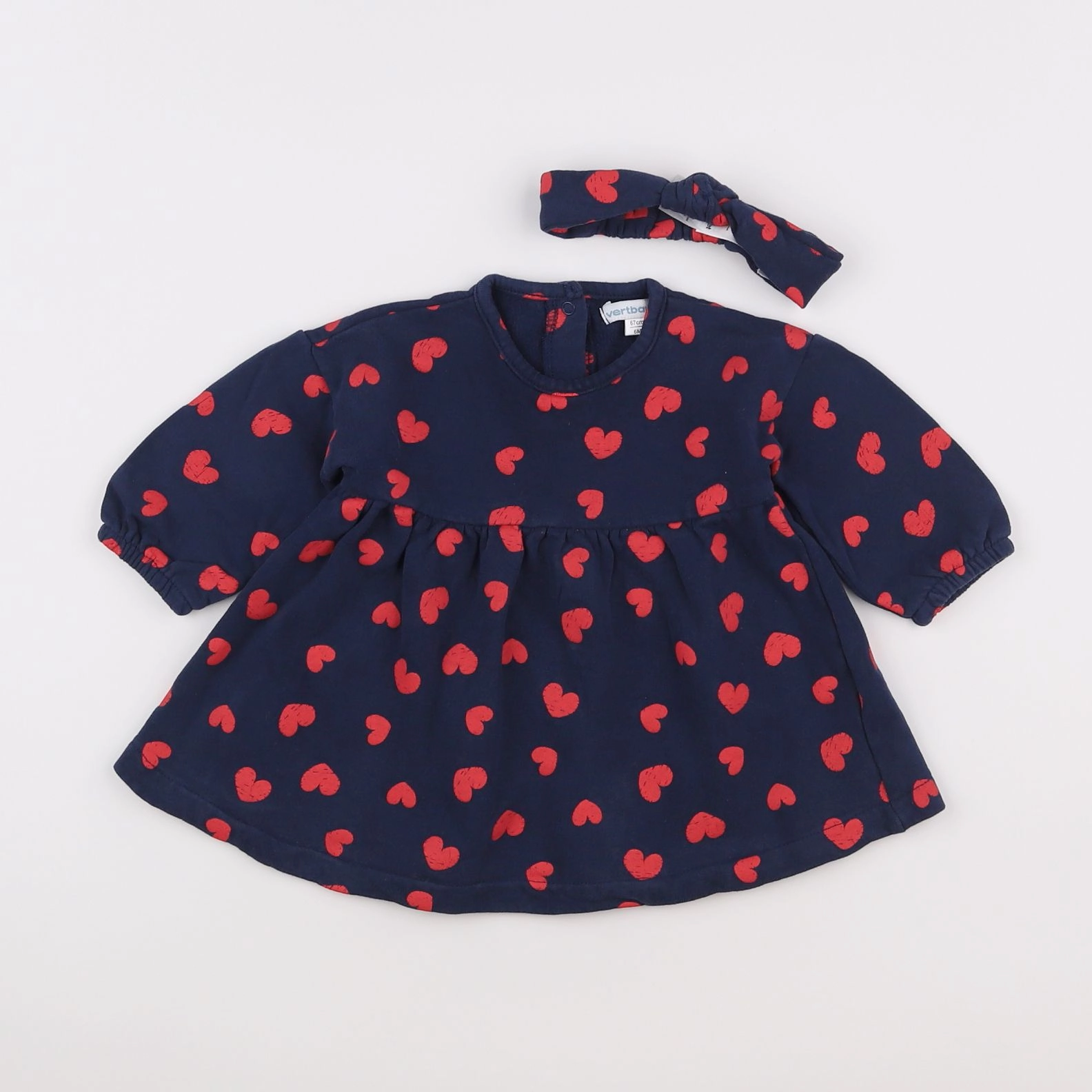 Vertbaudet - robe bleu, rouge - 6 mois