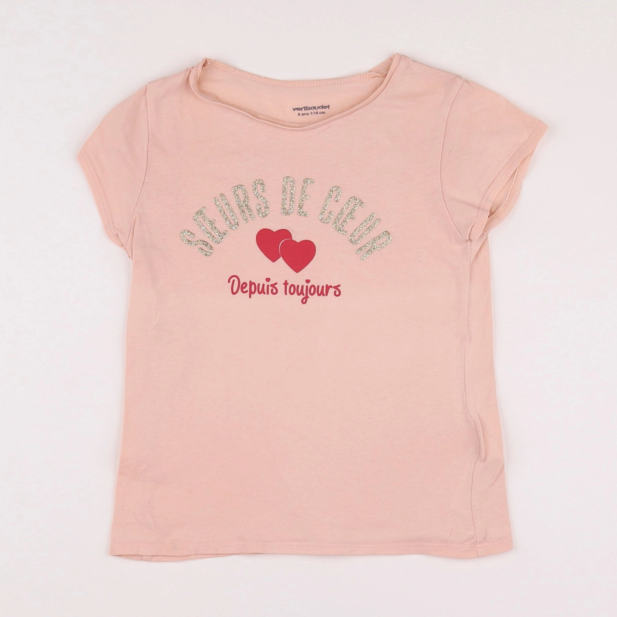 Vertbaudet - tee-shirt rose - 6 ans