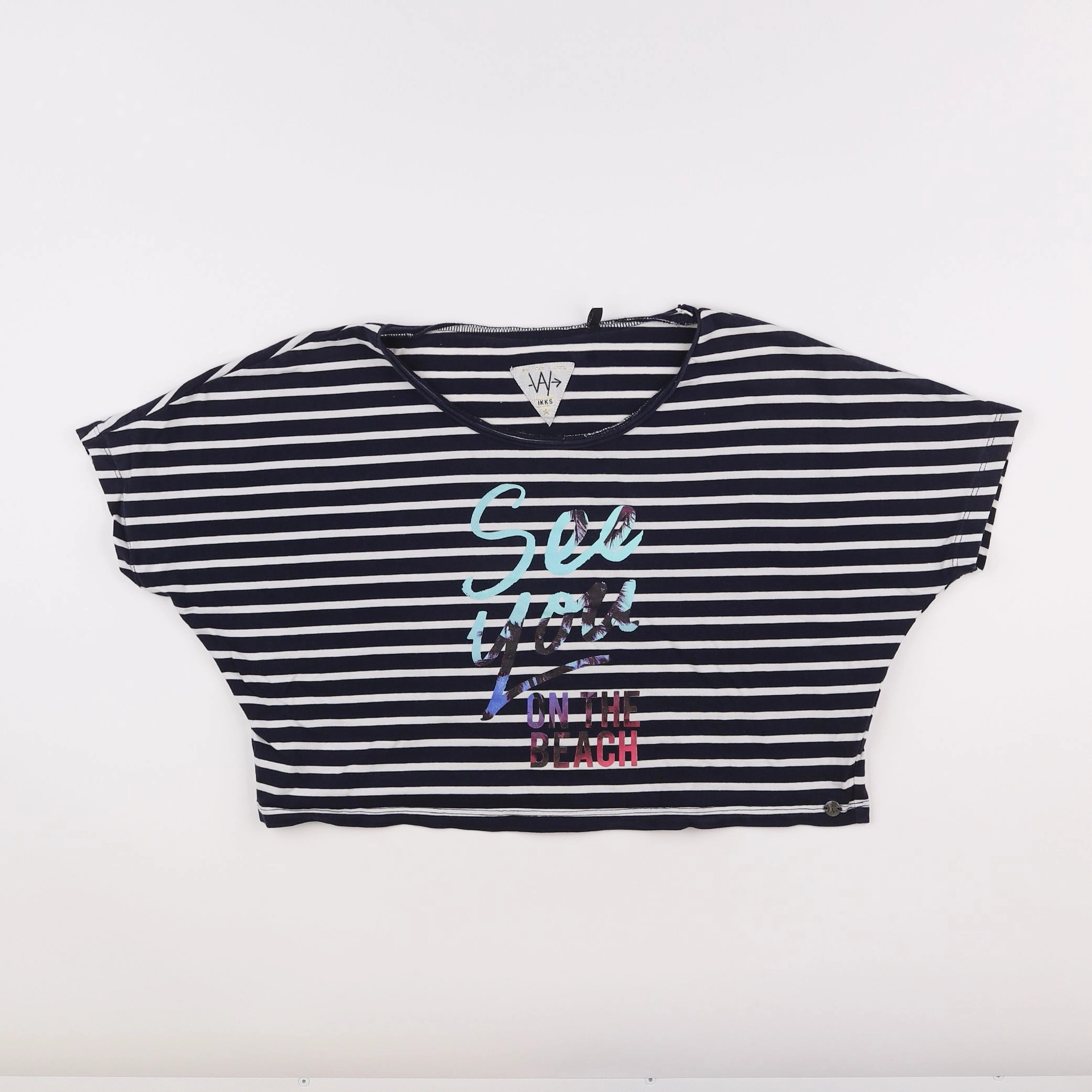 IKKS - tee-shirt court bleu, blanc - 12 ans