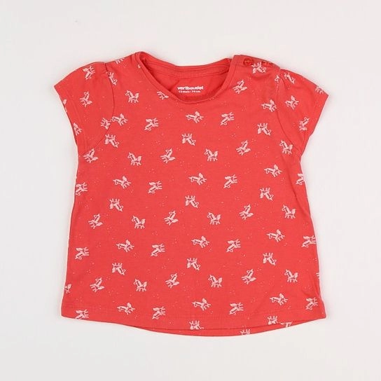 Vertbaudet - tee-shirt orange, rouge - 12 mois
