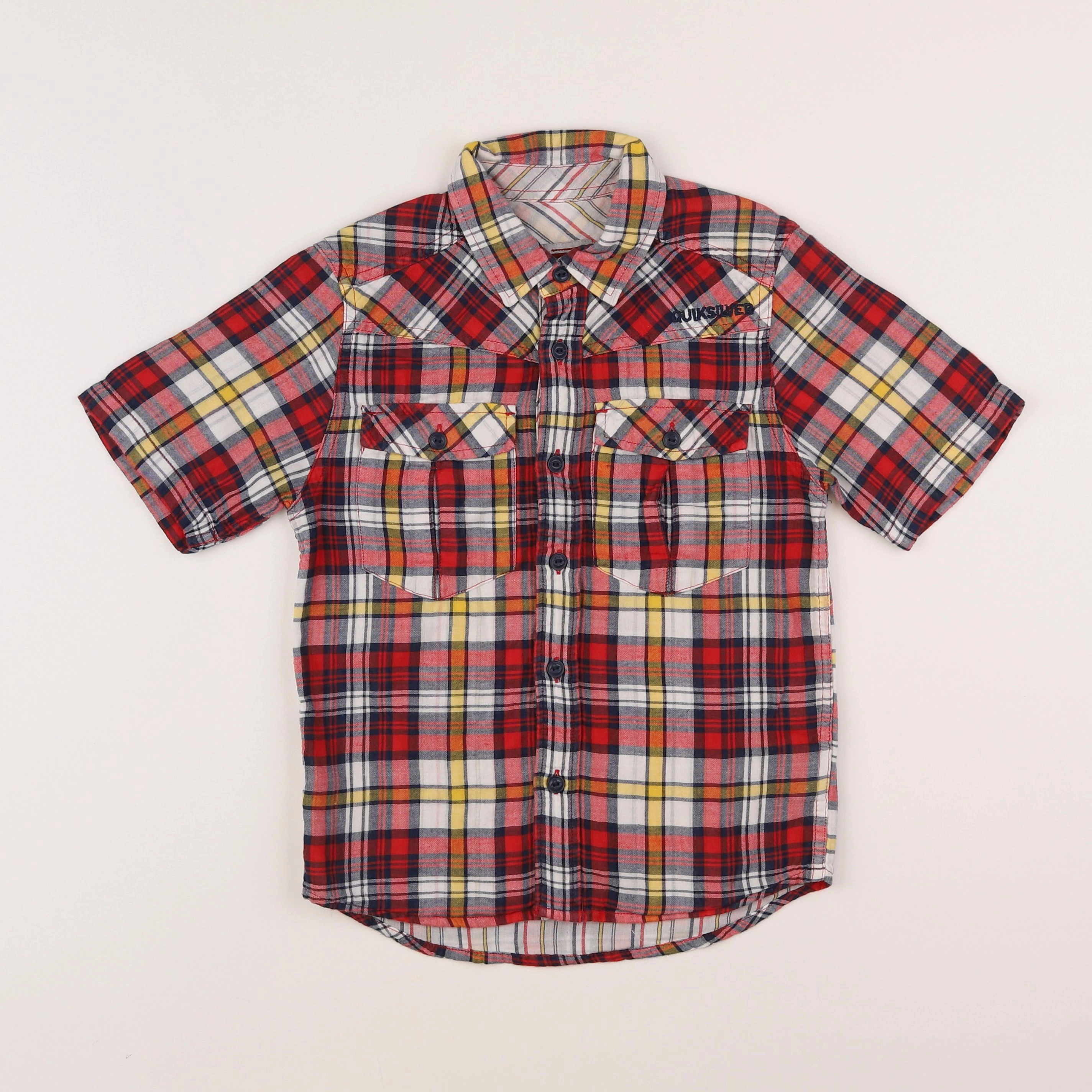 Quiksilver - chemise bleu, rouge - 8 ans