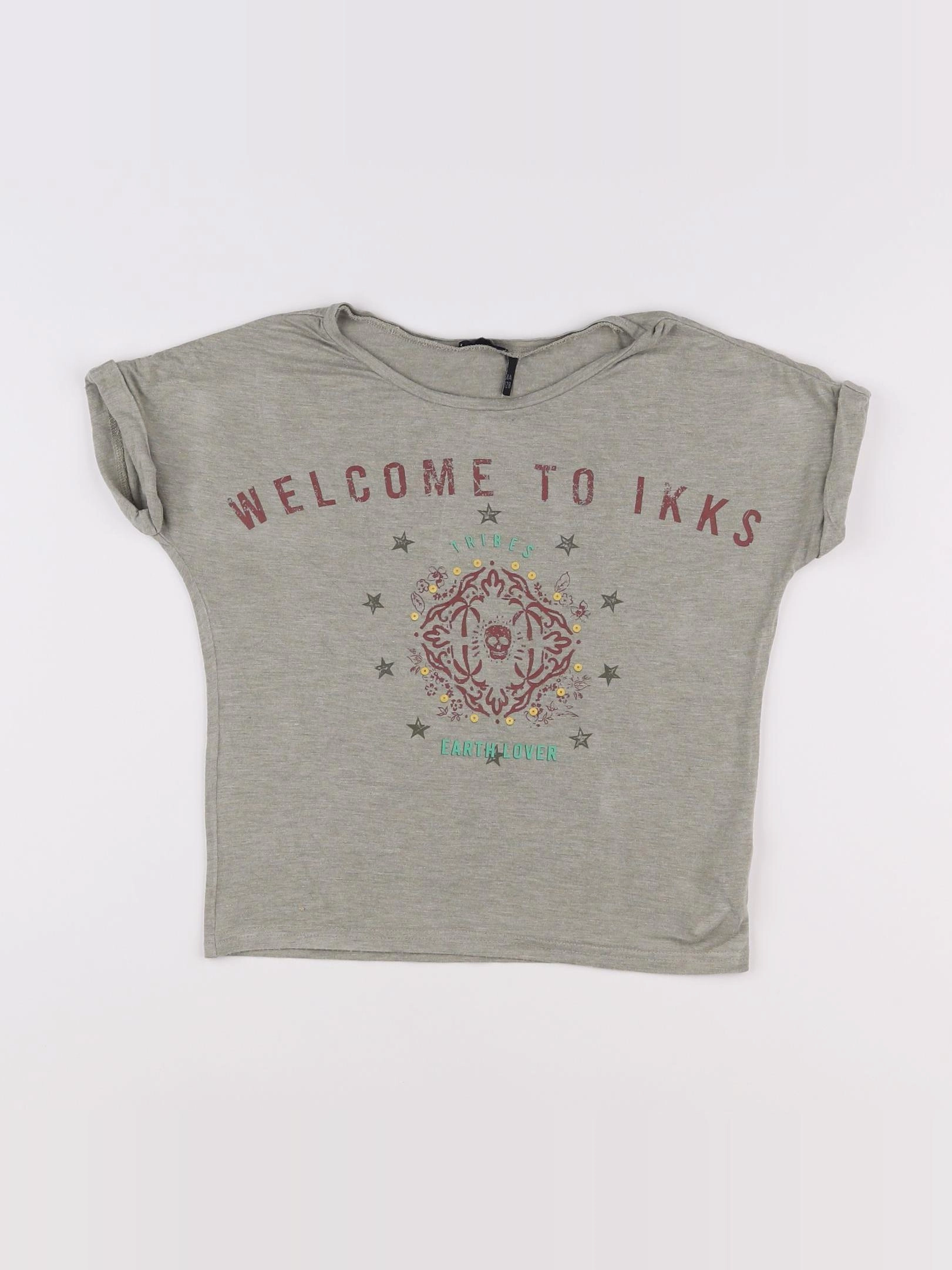 IKKS - tee-shirt gris, vert - 8 ans