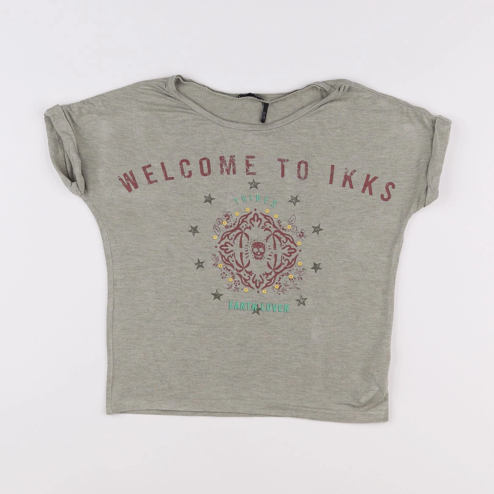IKKS - tee-shirt gris, vert - 8 ans