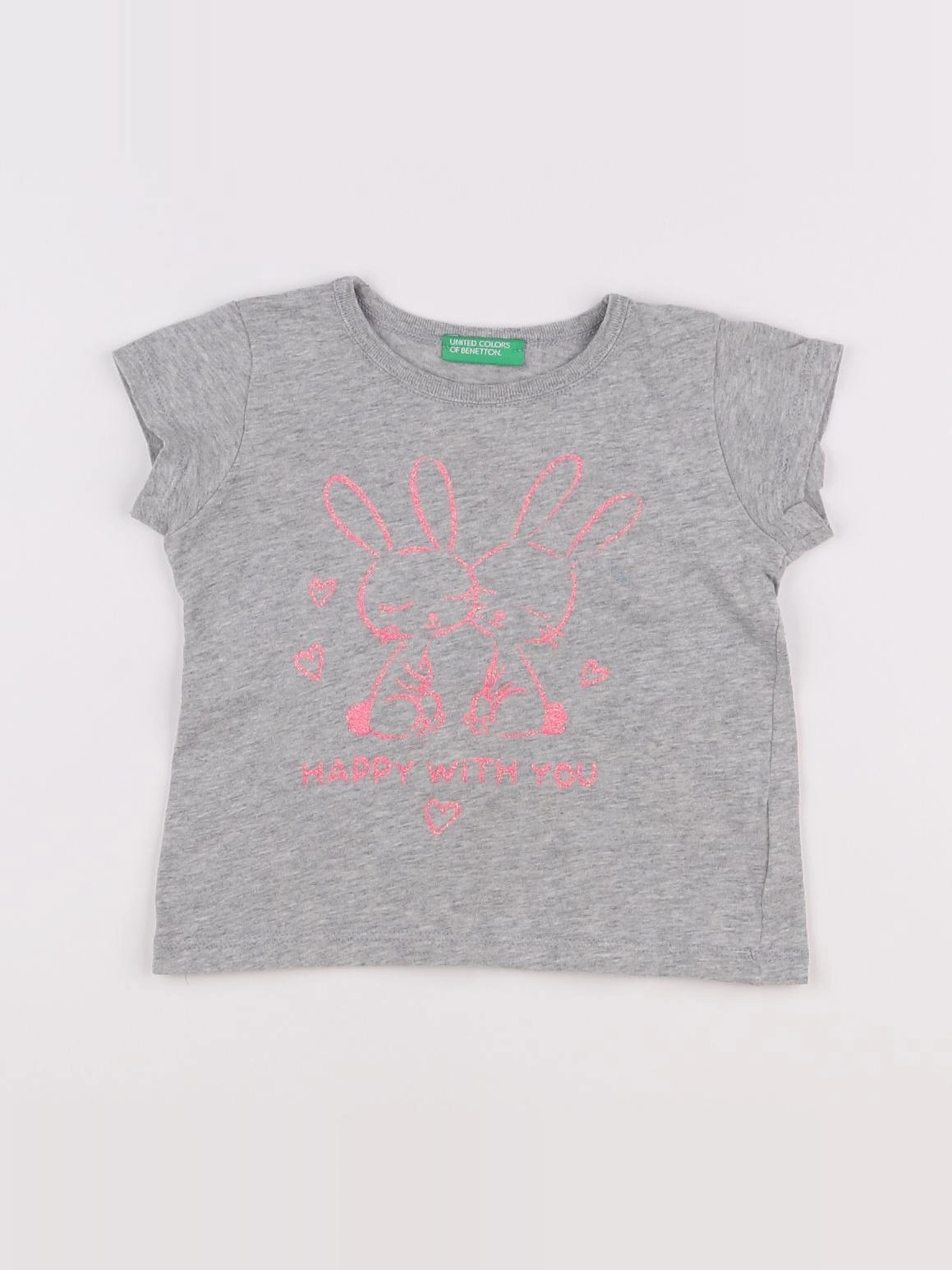 Benetton - tee-shirt gris - 12 mois à 2 ans