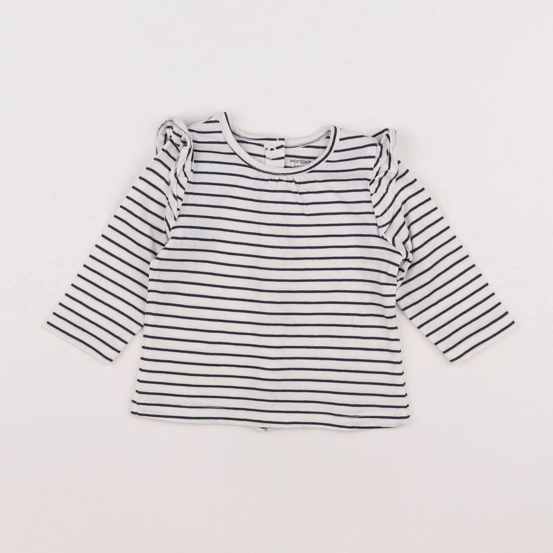 Vertbaudet - tee-shirt blanc, bleu - 3 mois