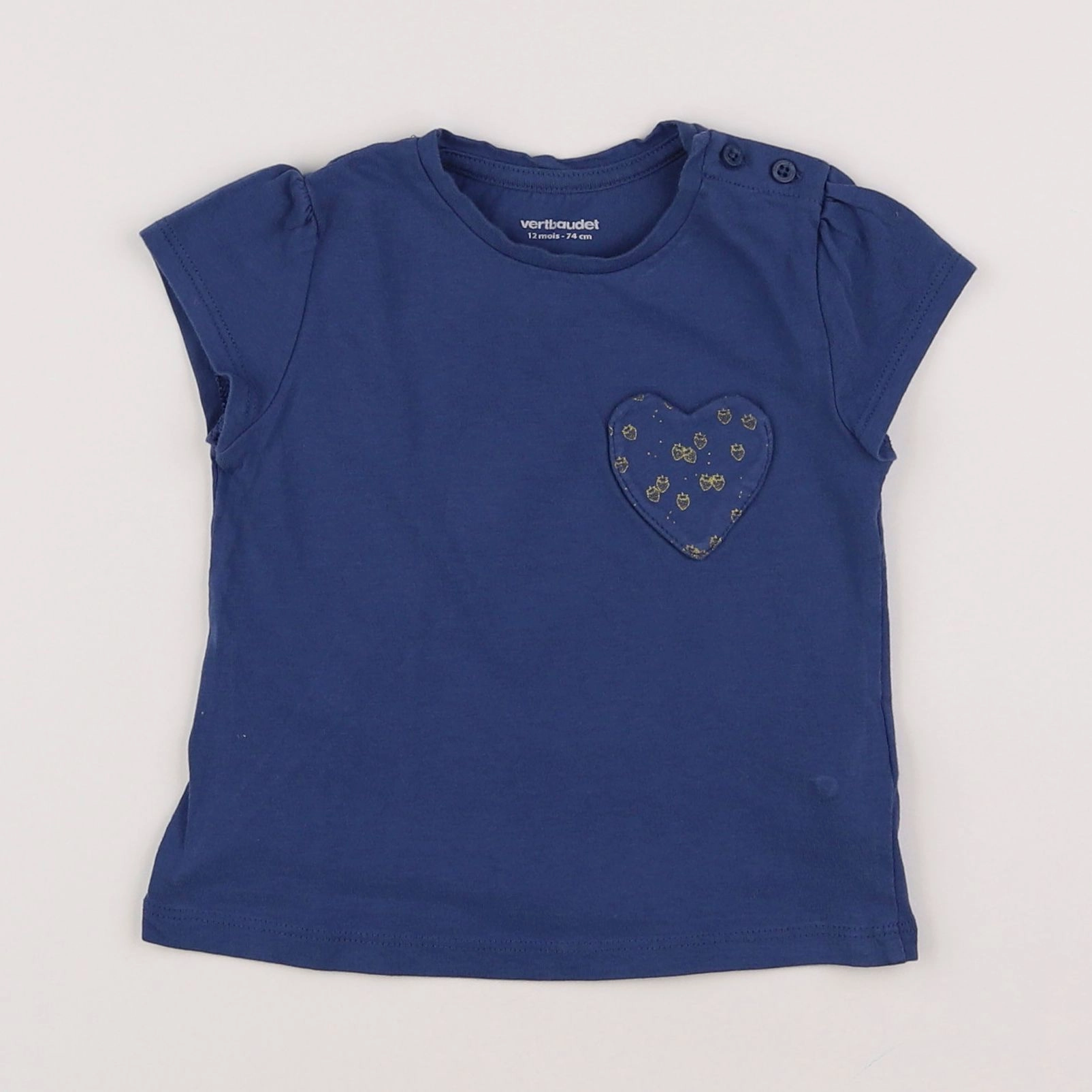 Vertbaudet - tee-shirt bleu - 12 mois