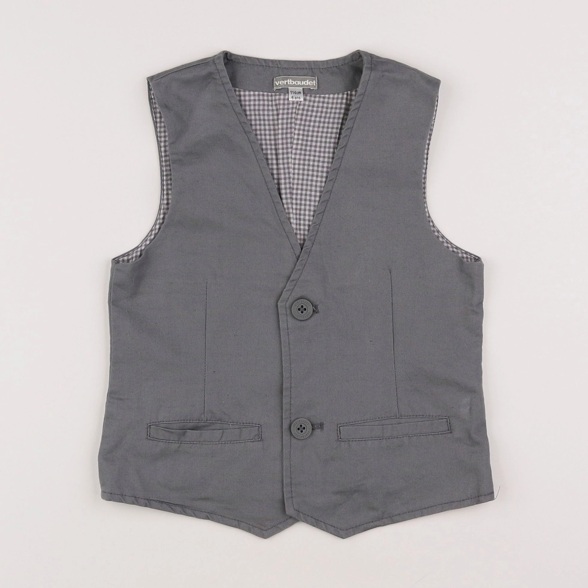 Vertbaudet - gilet gris - 6 ans