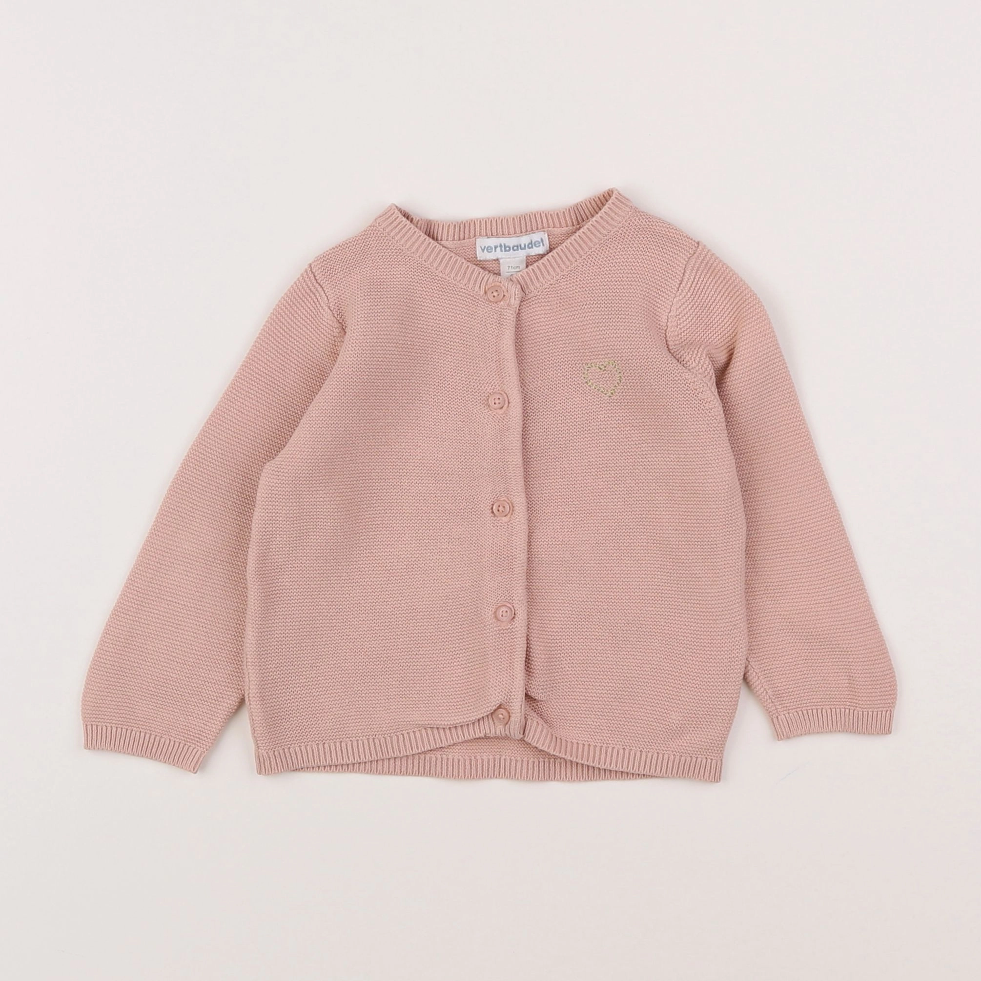 Vertbaudet - gilet rose - 9 mois