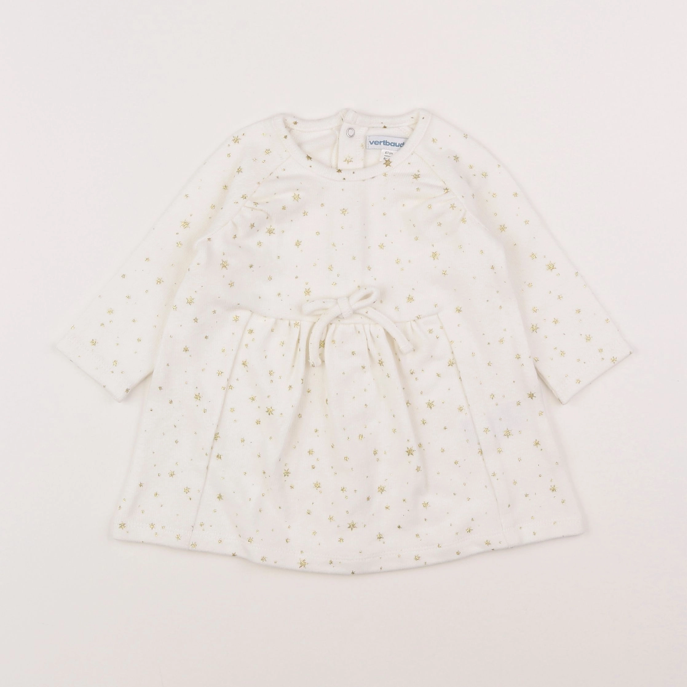 Vertbaudet - robe blanc, or - 6 mois