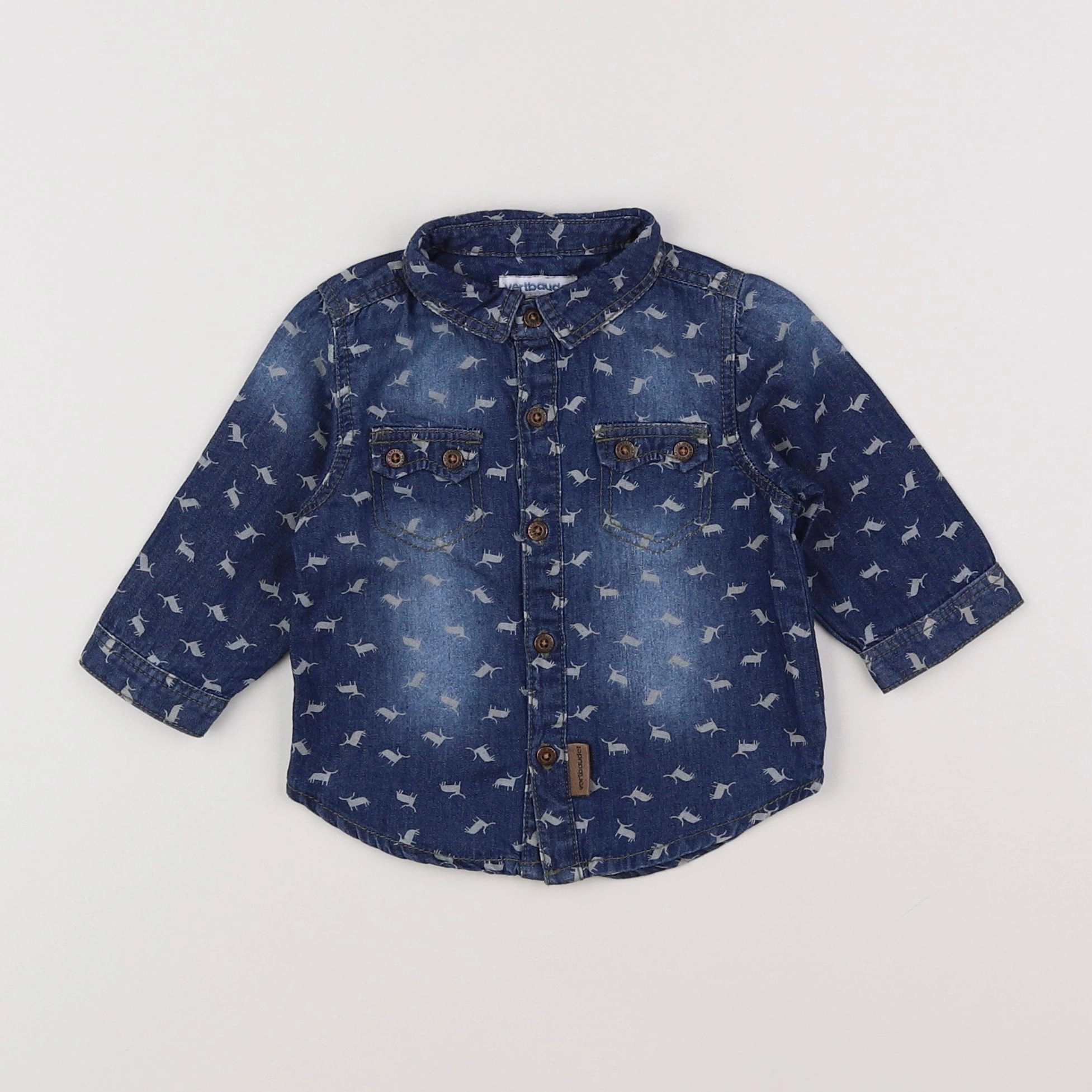 Vertbaudet - chemise bleu - 3 mois