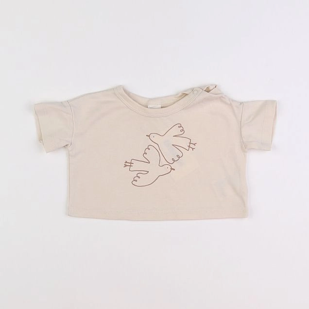 H&M - tee-shirt beige - 1 mois