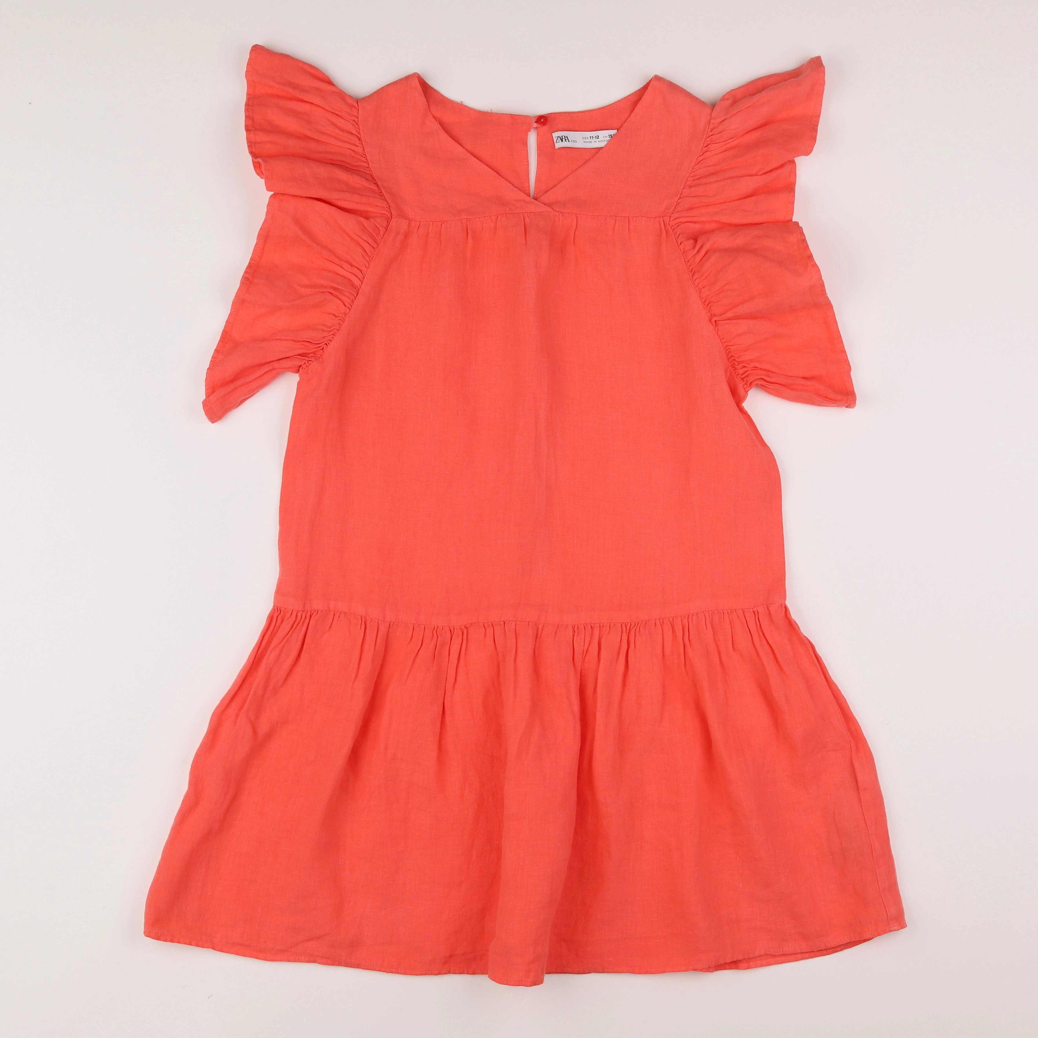 Zara - robe orange, rose - 11/12 ans