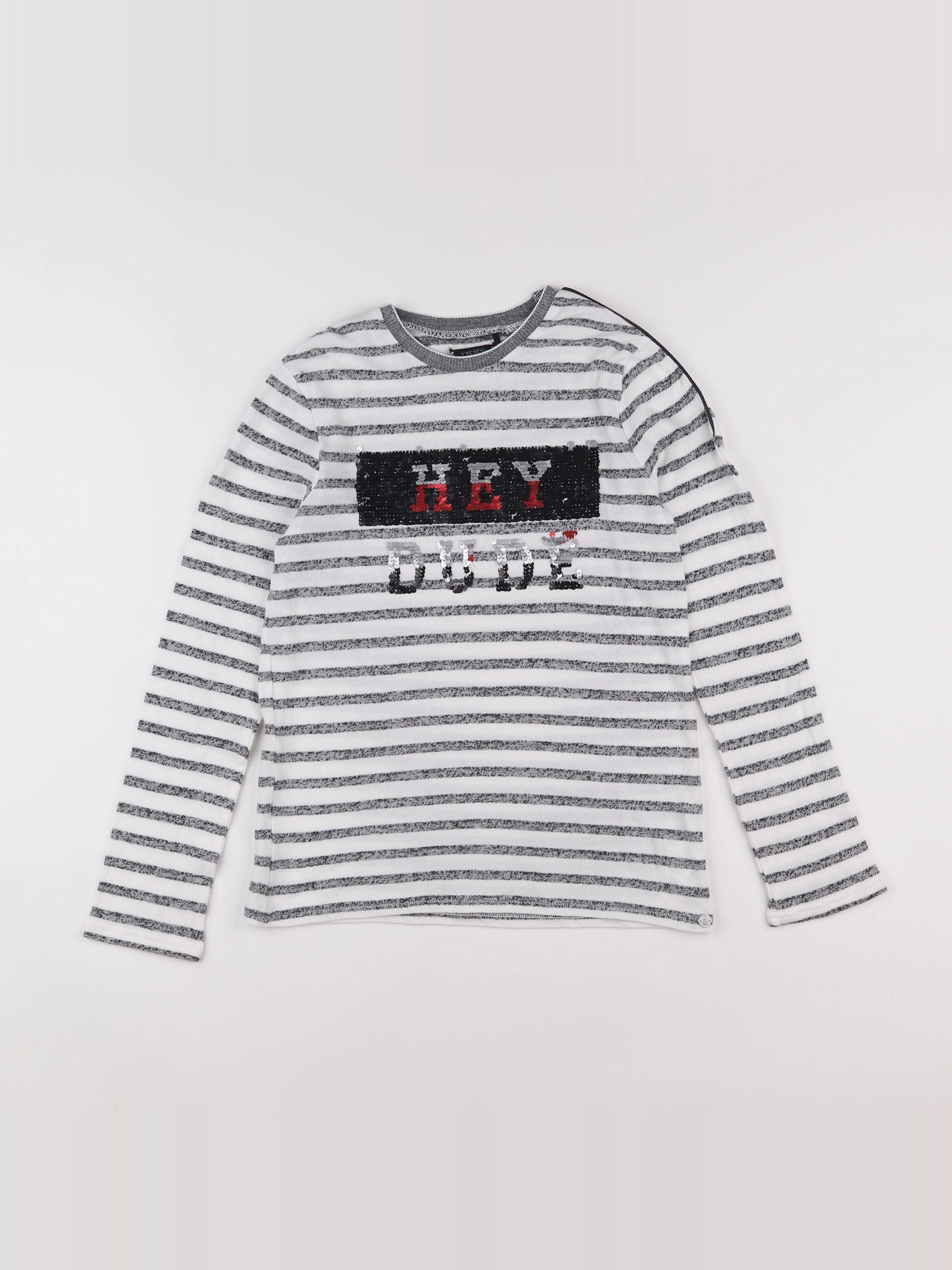 IKKS - tee-shirt blanc, gris - 10 ans