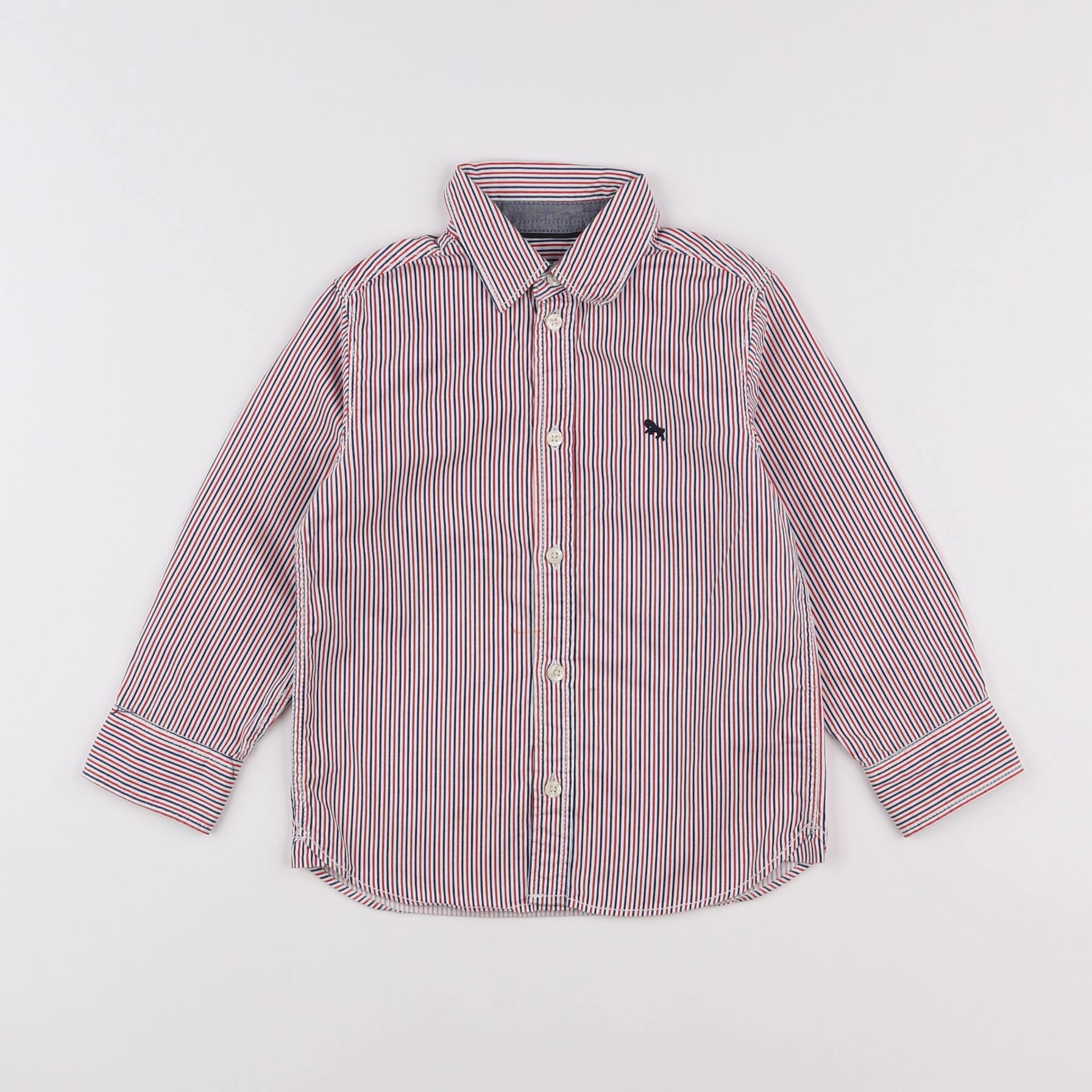 H&M - chemise bleu, rouge - 3/4 ans