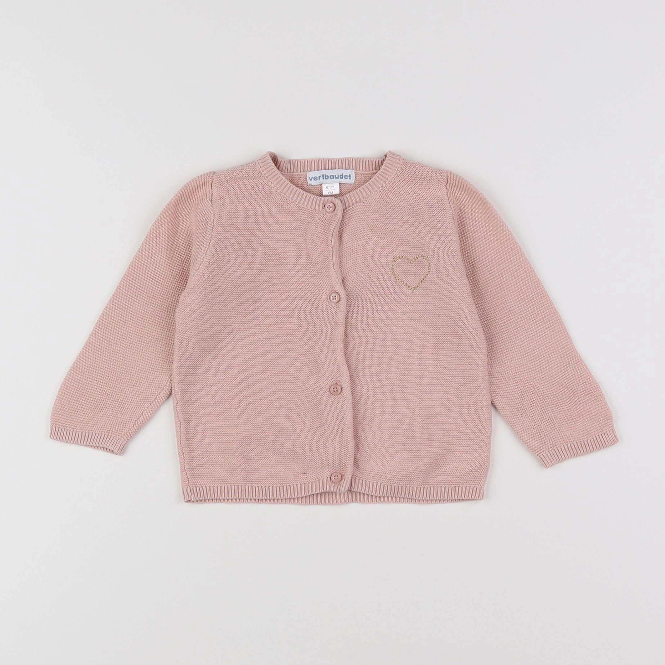 Vertbaudet - gilet rose, or - 6 mois