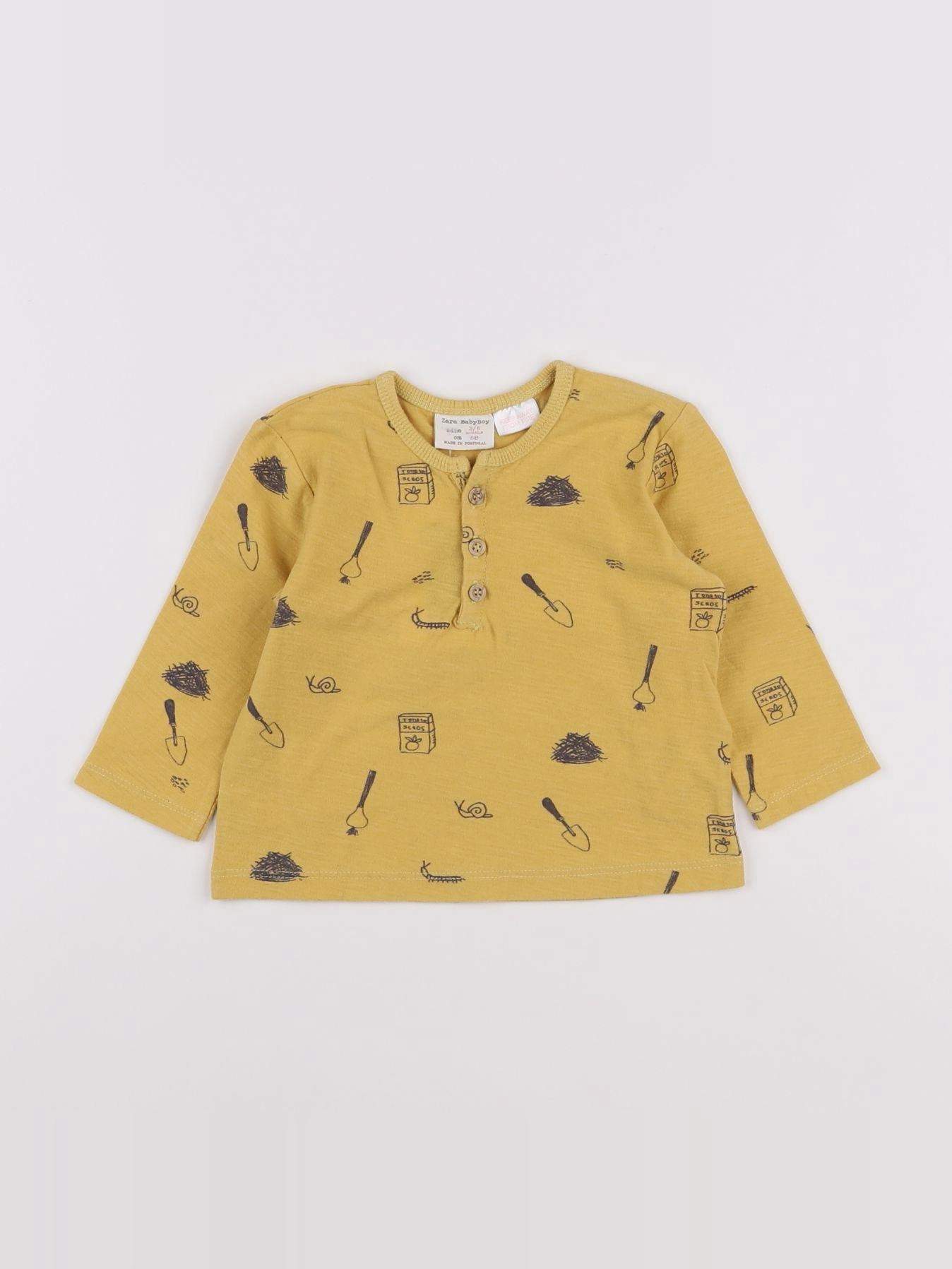 Zara - tee-shirt jaune - 3/6 mois