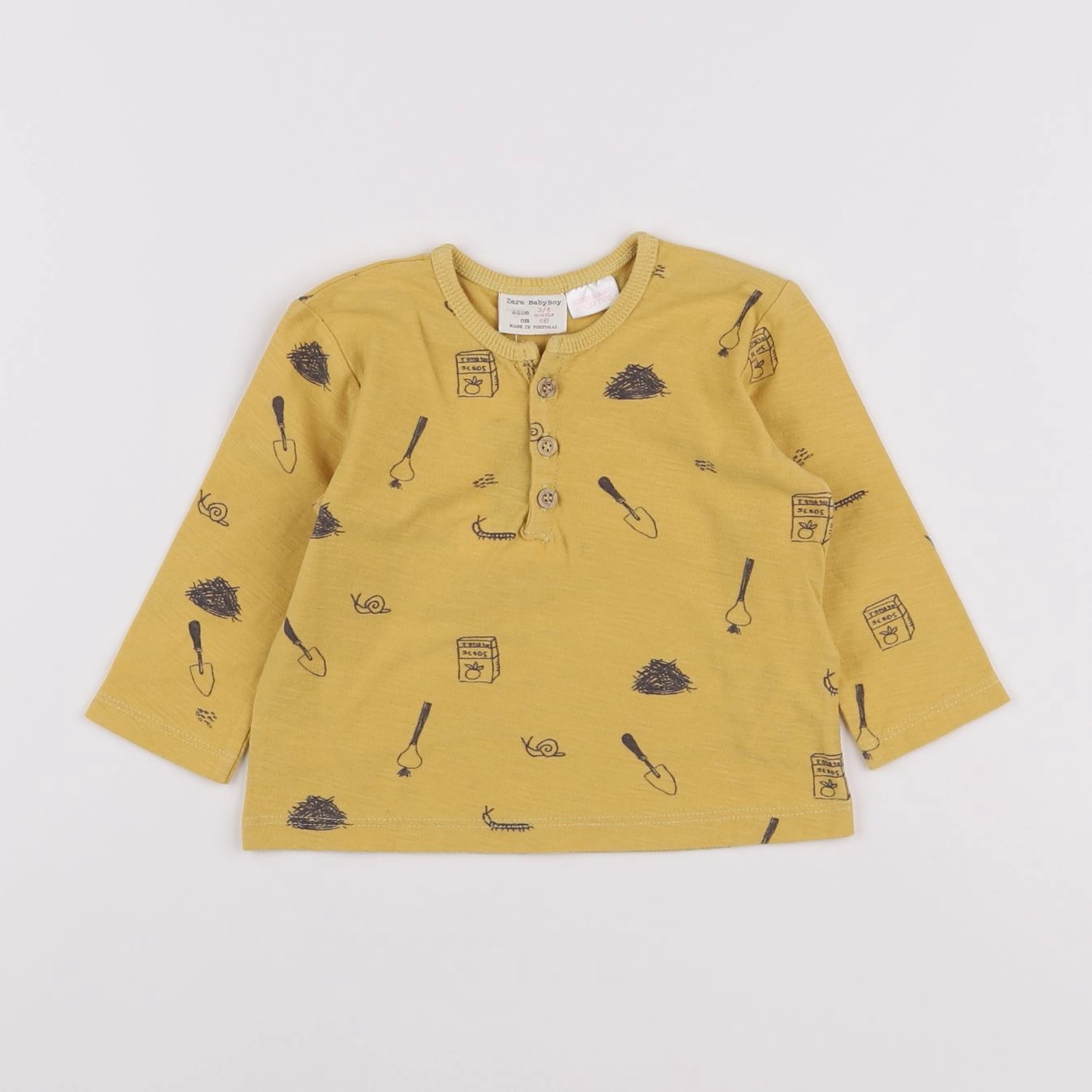 Zara - tee-shirt jaune - 3/6 mois