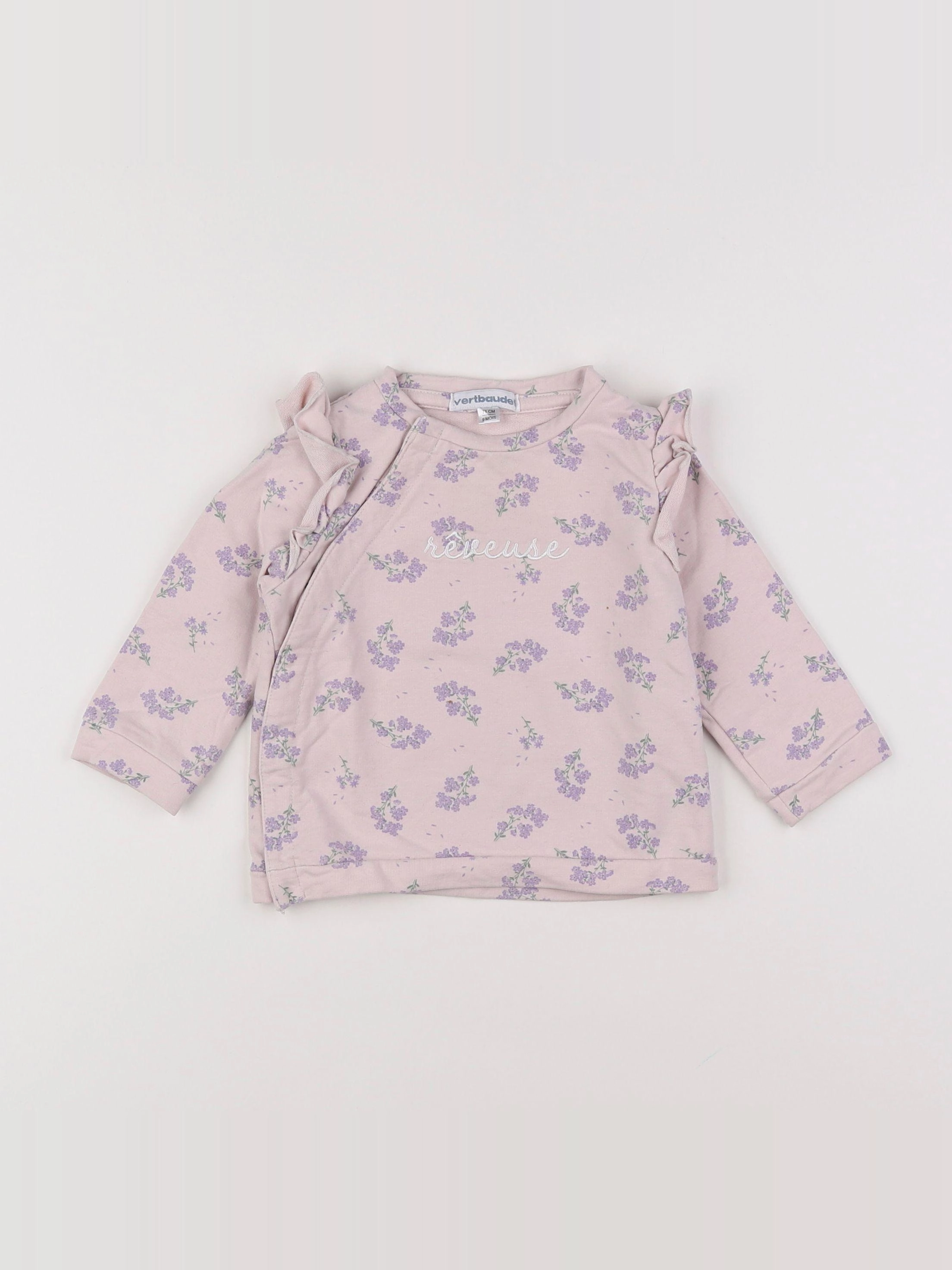 Vertbaudet - sweat rose - 9 mois