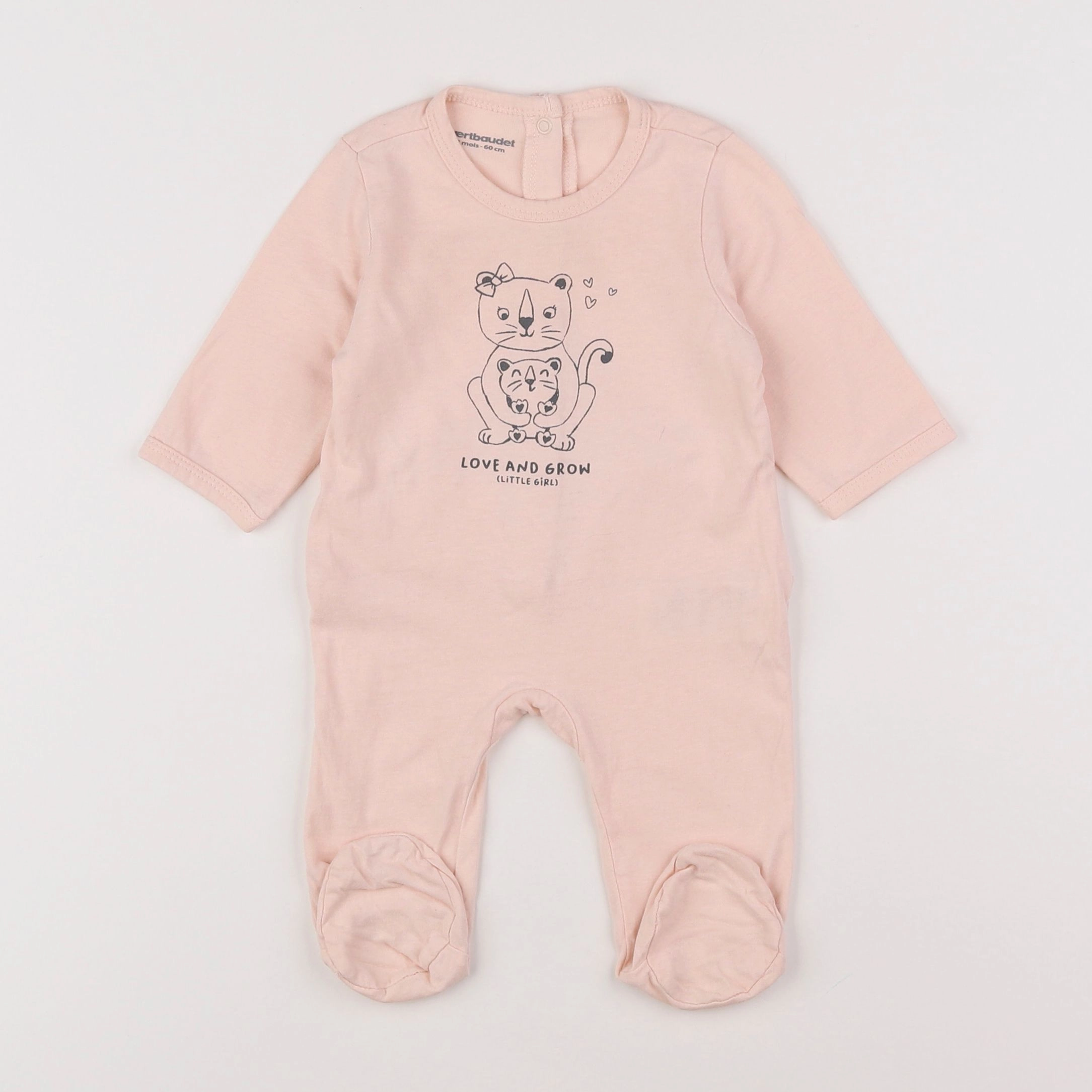 Vertbaudet - pyjama coton rose - 3 mois