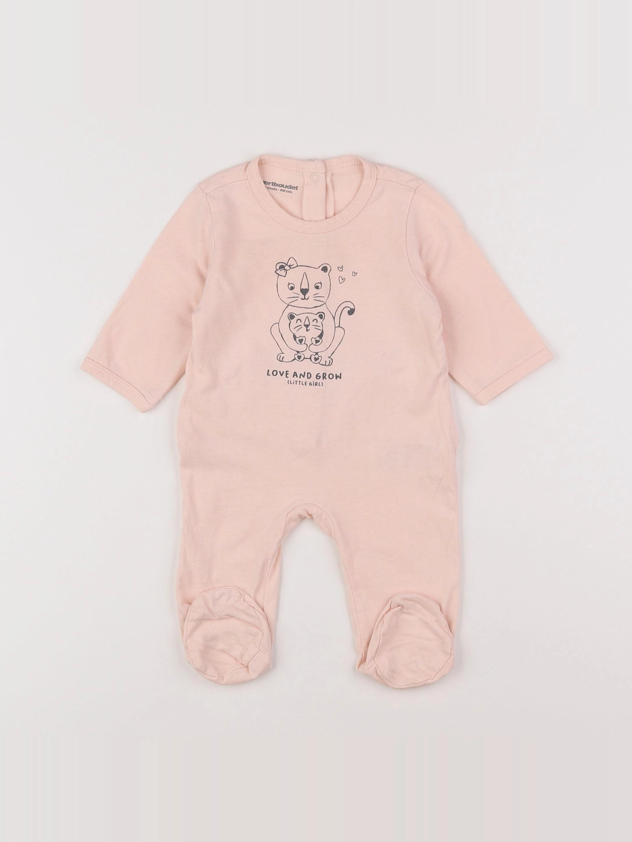 Vertbaudet - pyjama coton rose - 6 mois