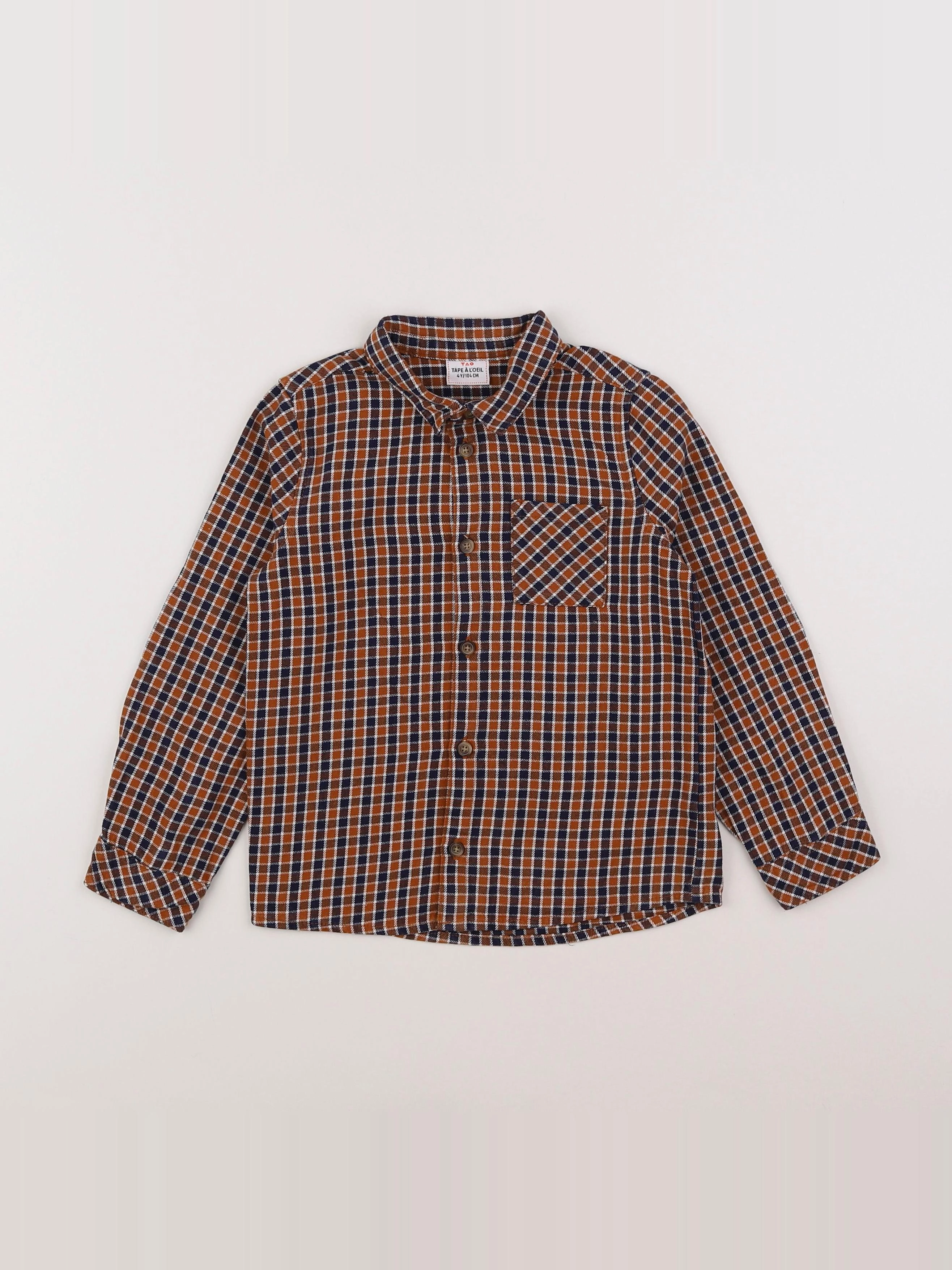 Tape à l'oeil - chemise marron, bleu - 4 ans