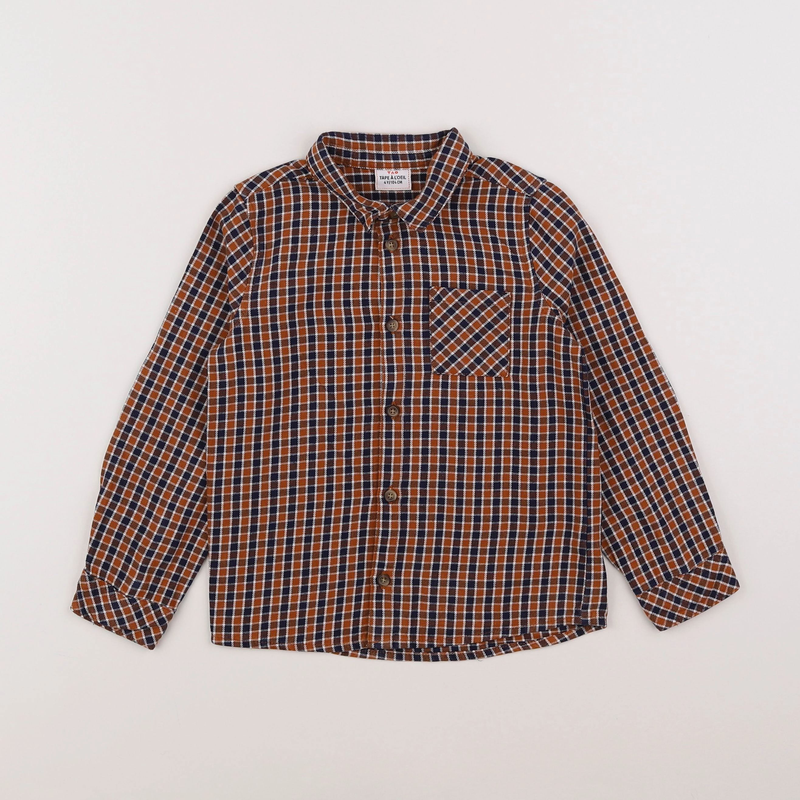 Tape à l'oeil - chemise marron, bleu - 4 ans