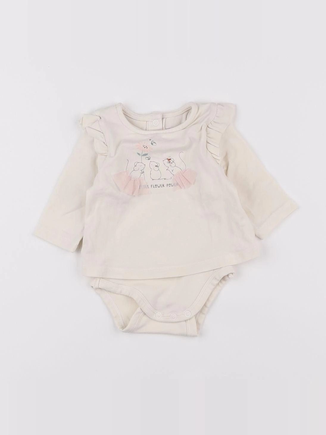 Vertbaudet - body tee-shirt beige - 1 mois