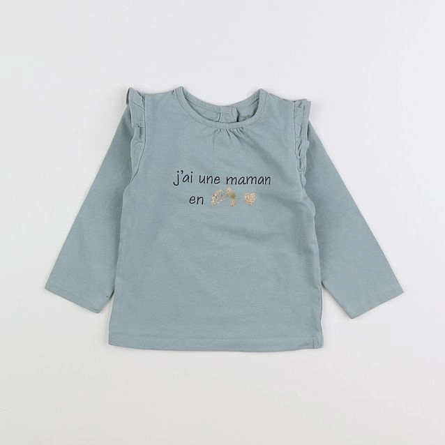 Vertbaudet - tee-shirt bleu - 12 mois