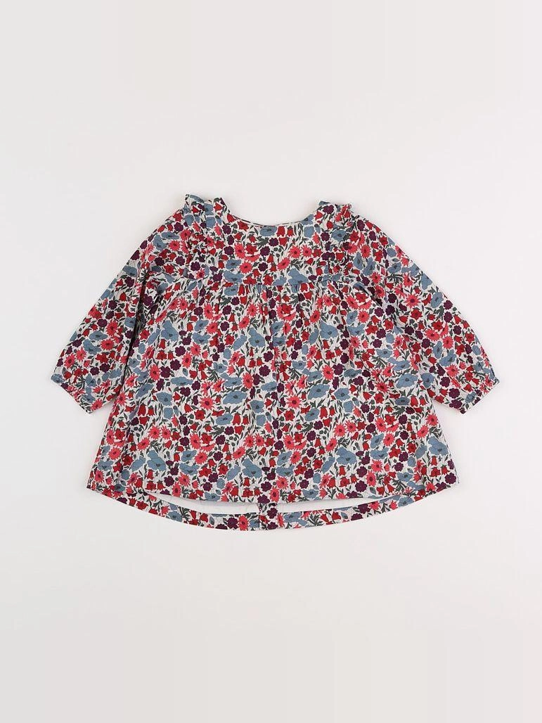 Jacadi - robe liberty bleu, rose, rouge - 12 mois