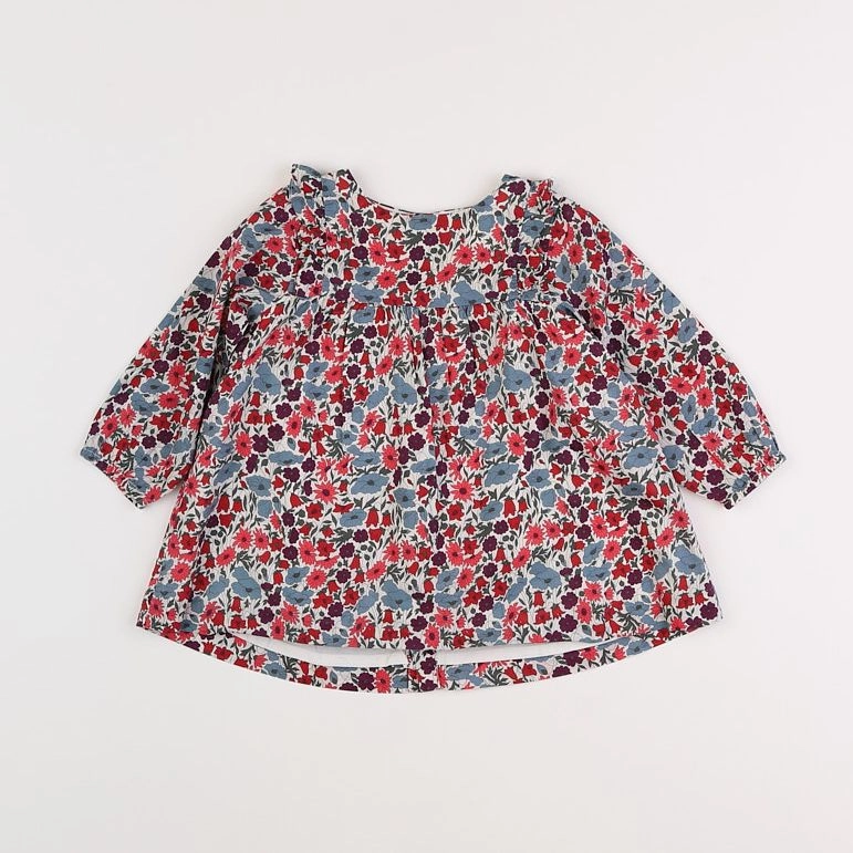 Jacadi - robe liberty bleu, rose, rouge - 12 mois