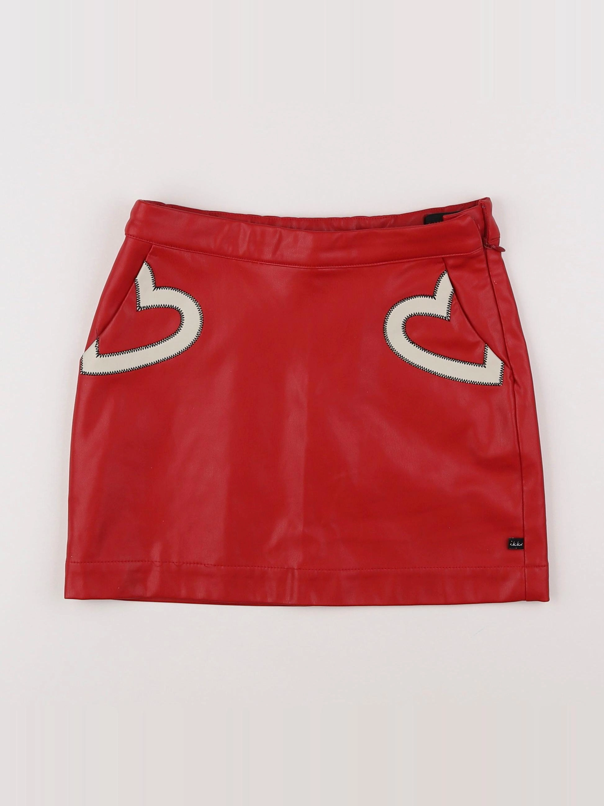 IKKS - jupe simili cuir rouge - 8 ans