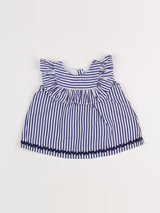 Jacadi - blouse blanc, bleu - 6 mois