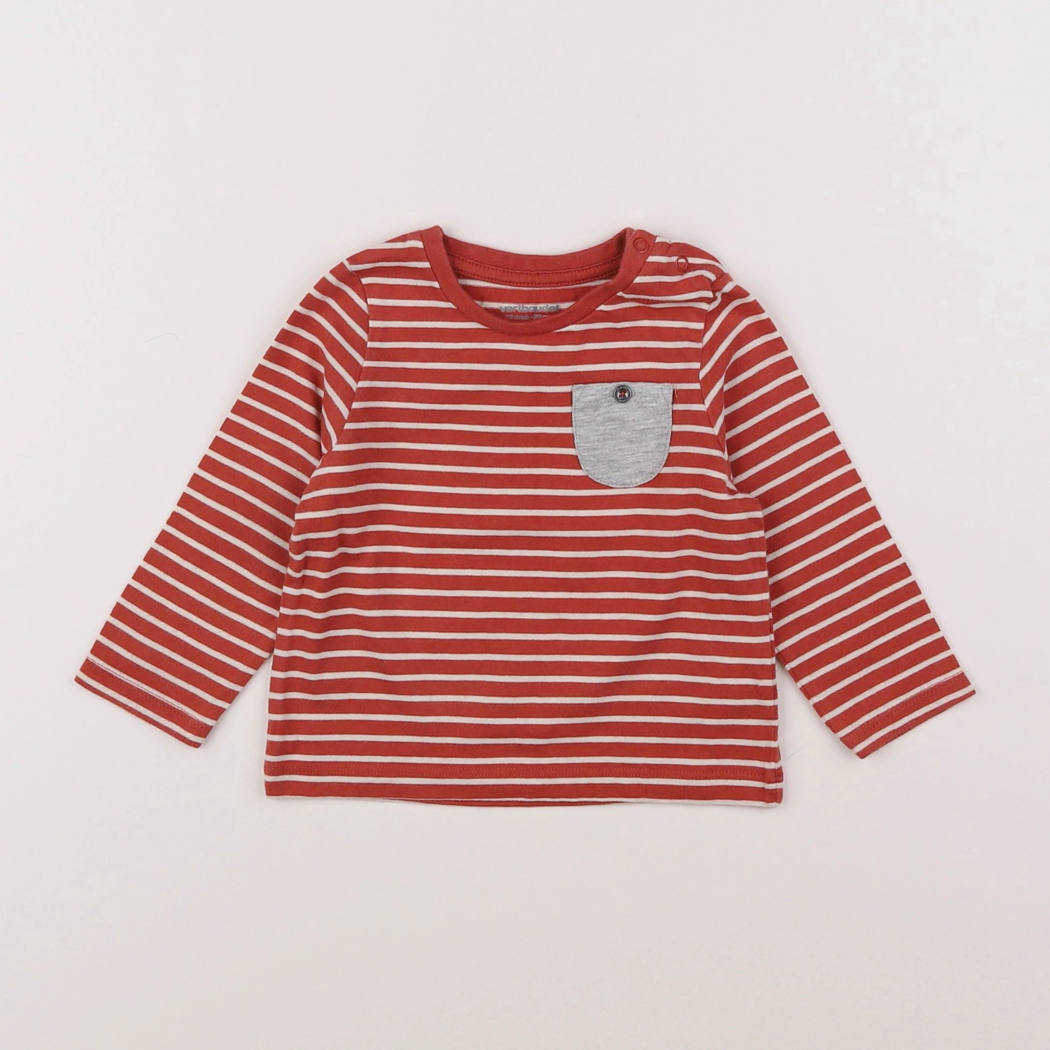 Vertbaudet - tee-shirt beige, rouge - 12 mois